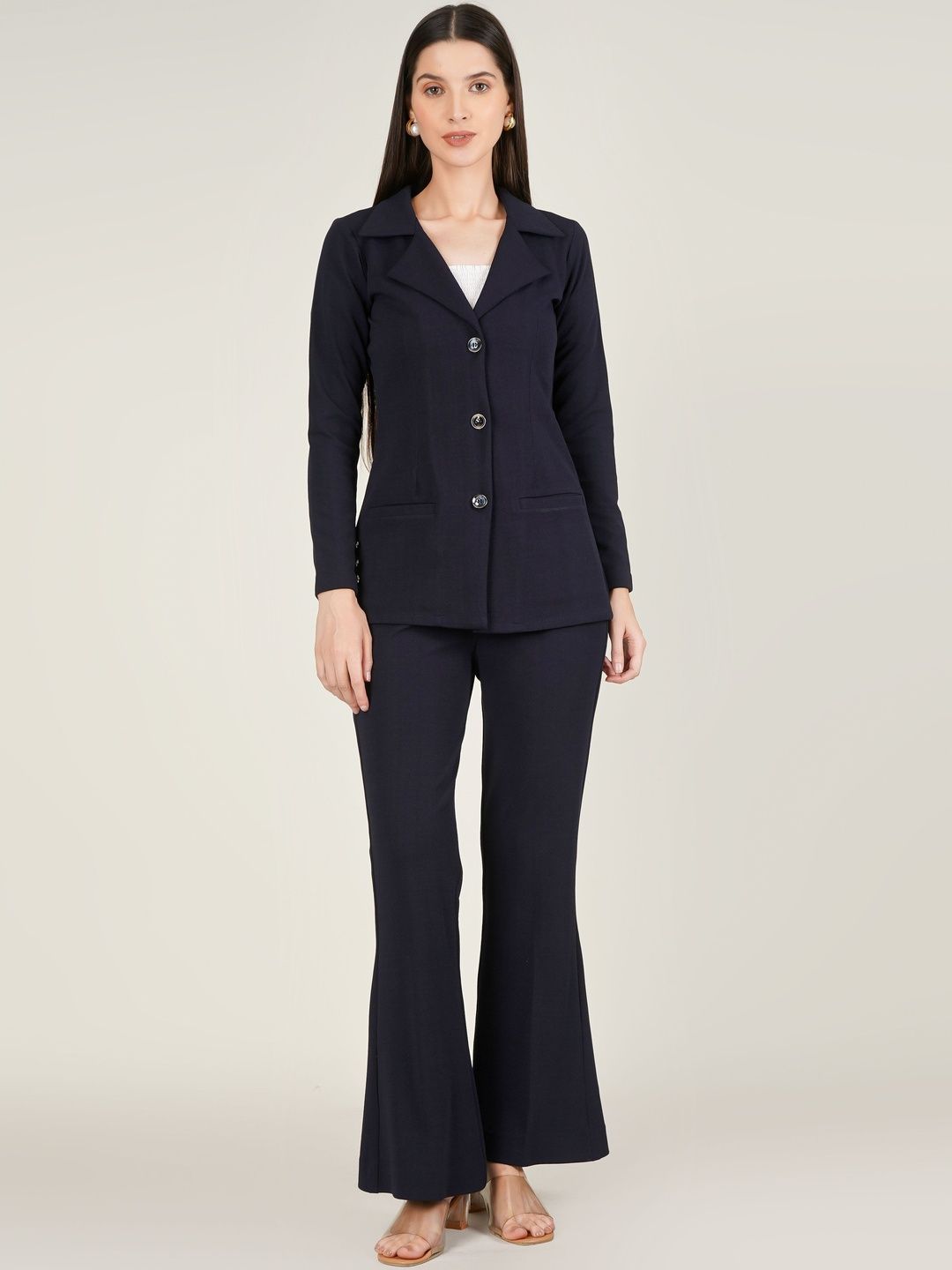 WOWNOON Notched Lapel Collar Long Sleeves Blazer & Trousers Co-Ords-picture-22