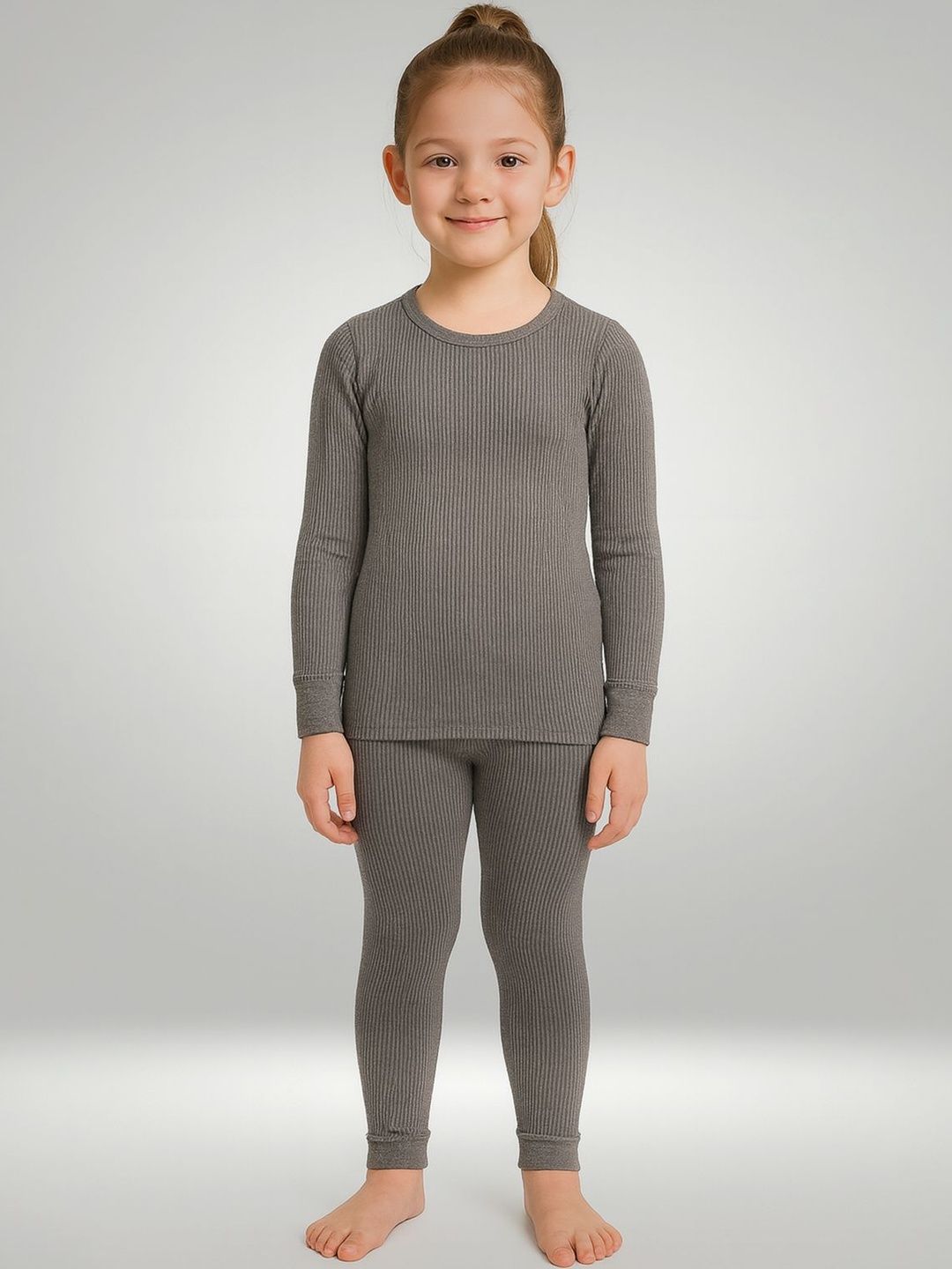 Lux Cozi Girls Striped Cotton Round Neck Thermal Set