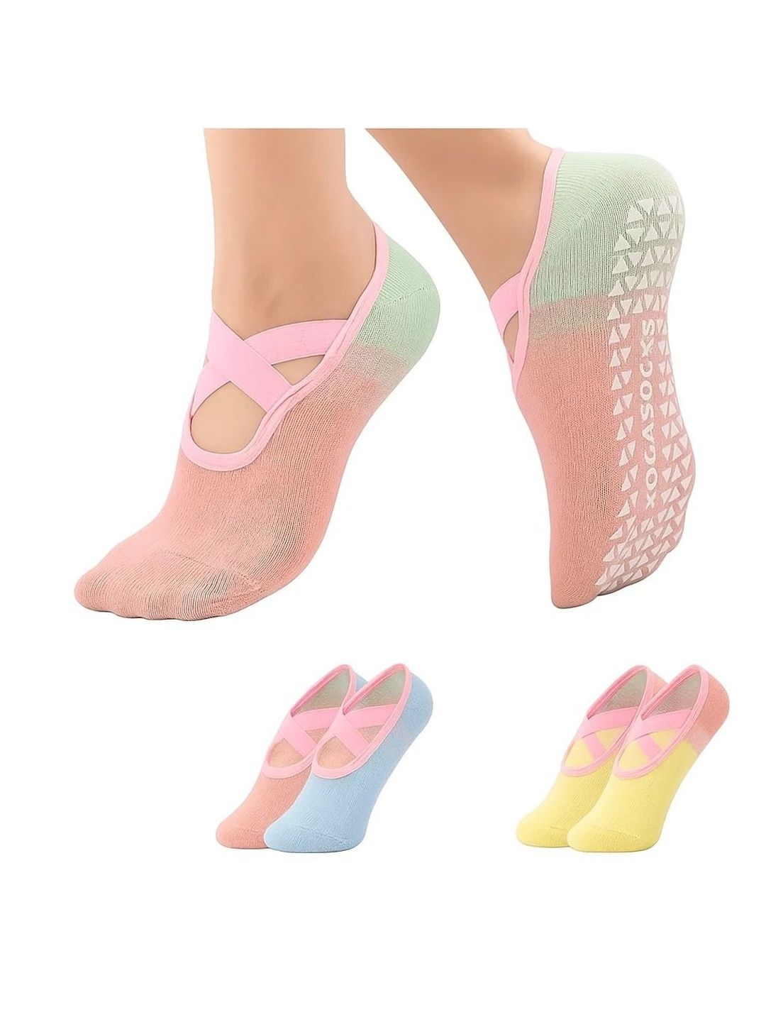 Eleg & Stilance Women Pack of 2 Assorted Anti-Skid Ankle-Length Socks-picture-21