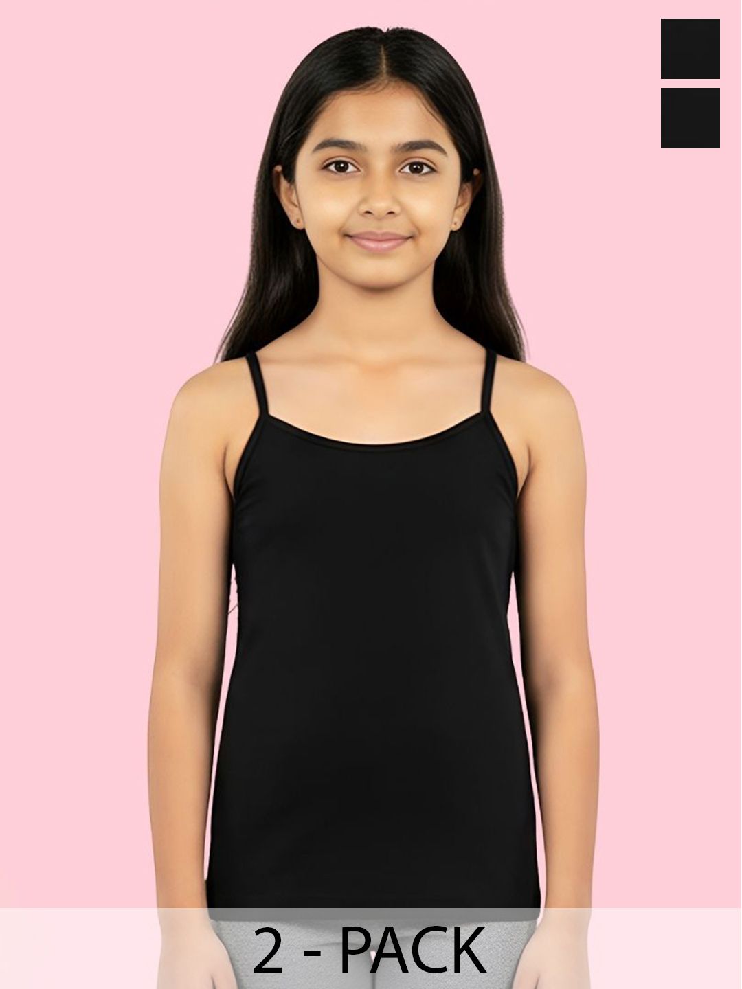 mackly Girls Pack Of 2 Non-Padded Shoulder Strap Camisoles-picture-22
