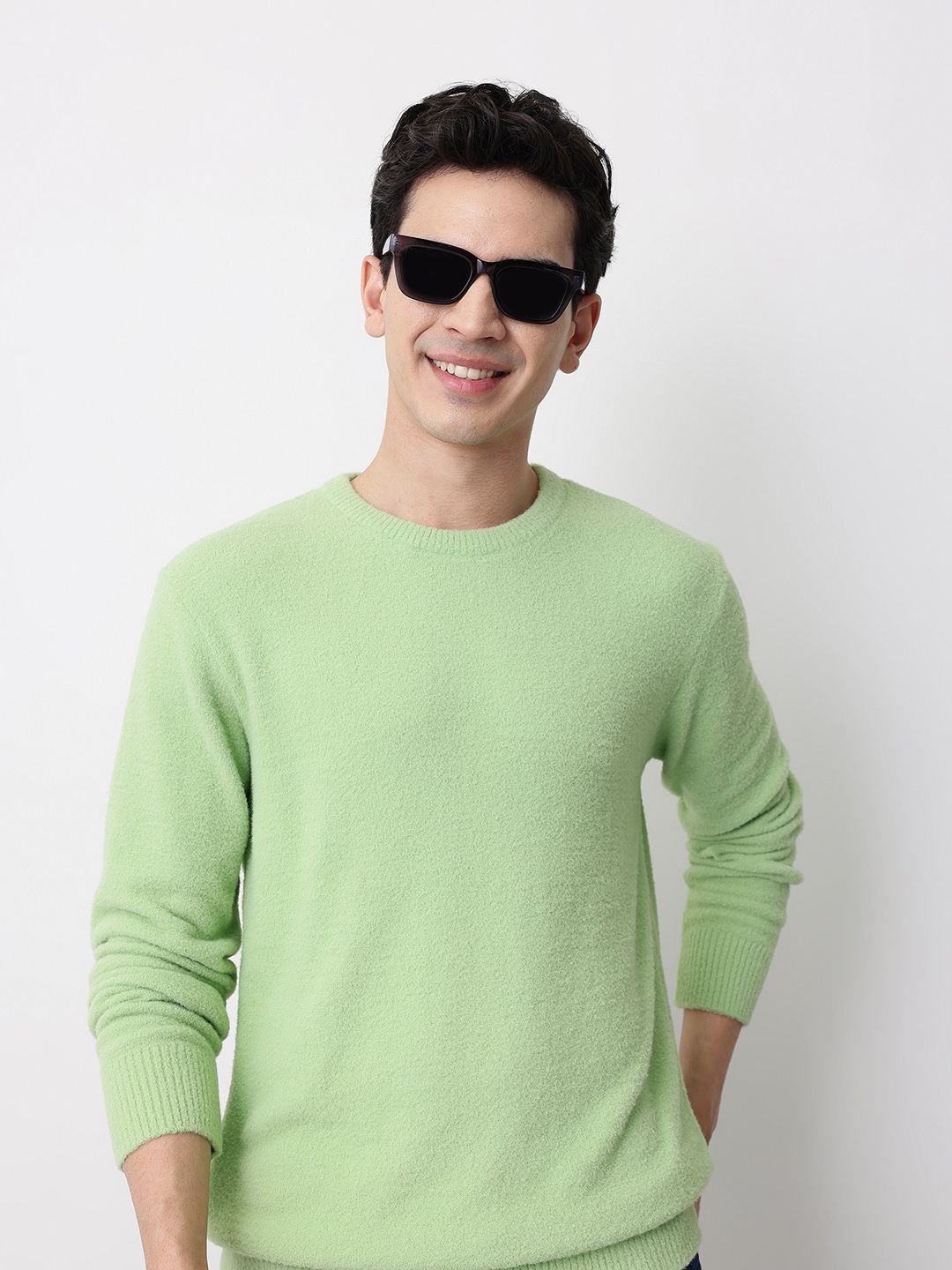 Mast & Harbour Round Neck Pullover with Fuzzy Detail-picture-10