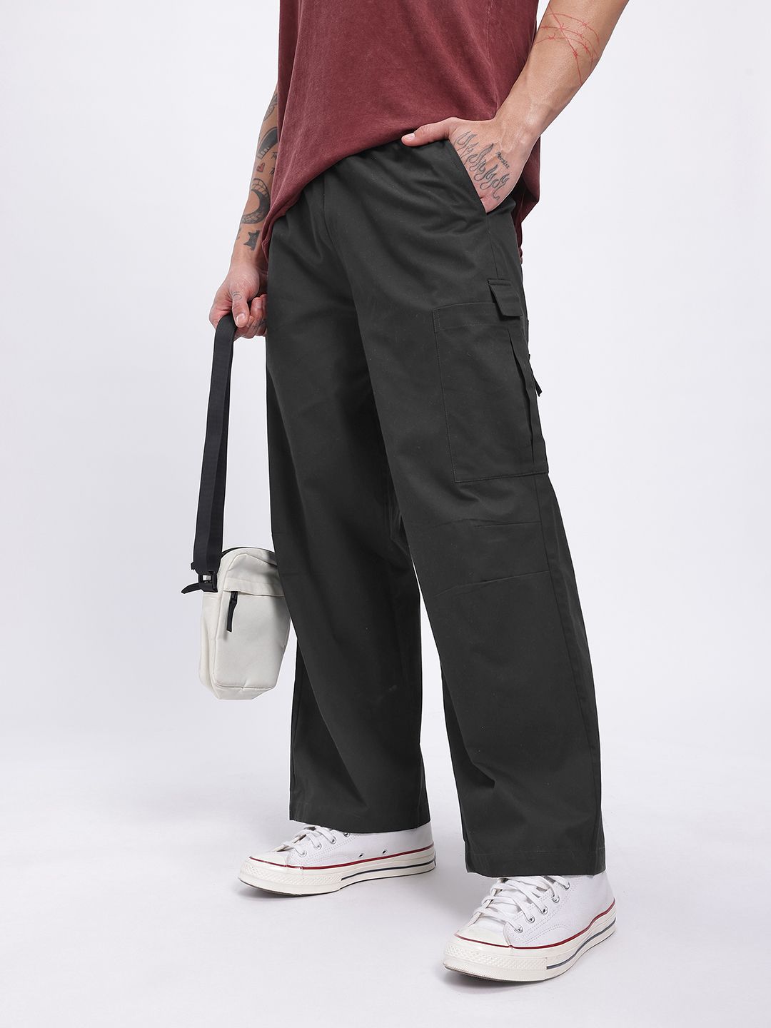 glitchez Men Baggy Cargo Style Trousers-picture-16