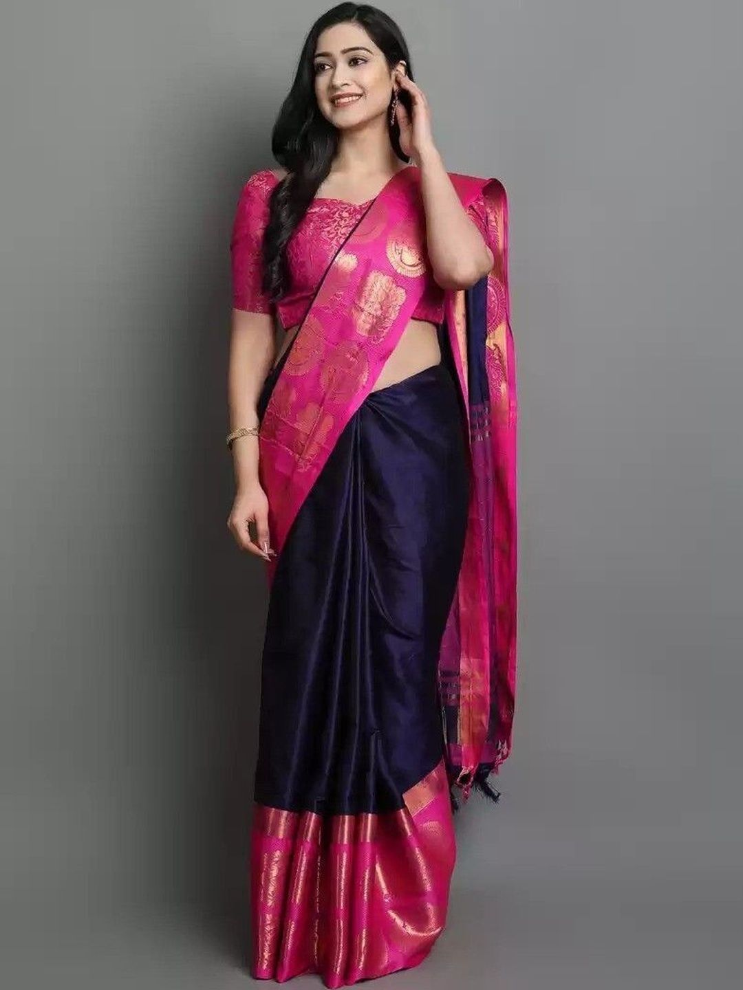 URUFASHIONMART Zari Silk Cotton Dharmavaram Saree-picture-13