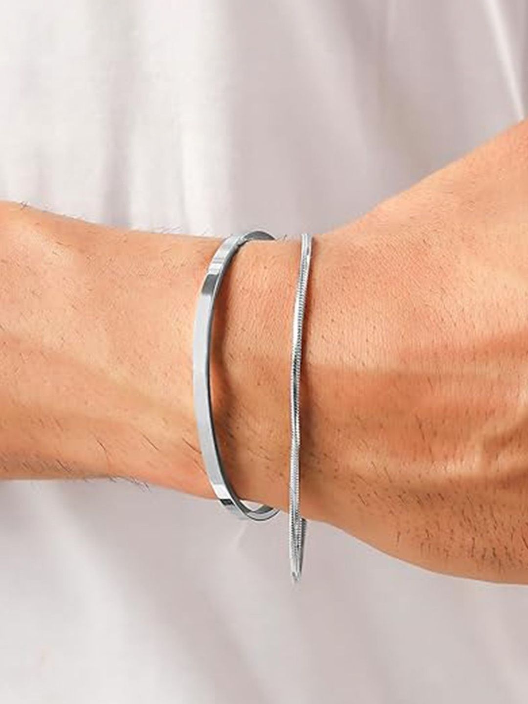 Peora Men 2 Silver-Plated Kada Bracelet-picture-41