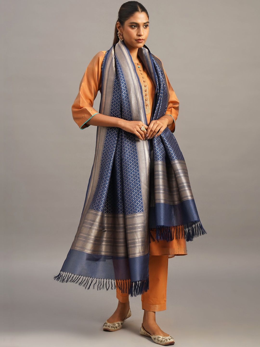 JAYPORE Woven Design Dupatta with Zari-picture-18