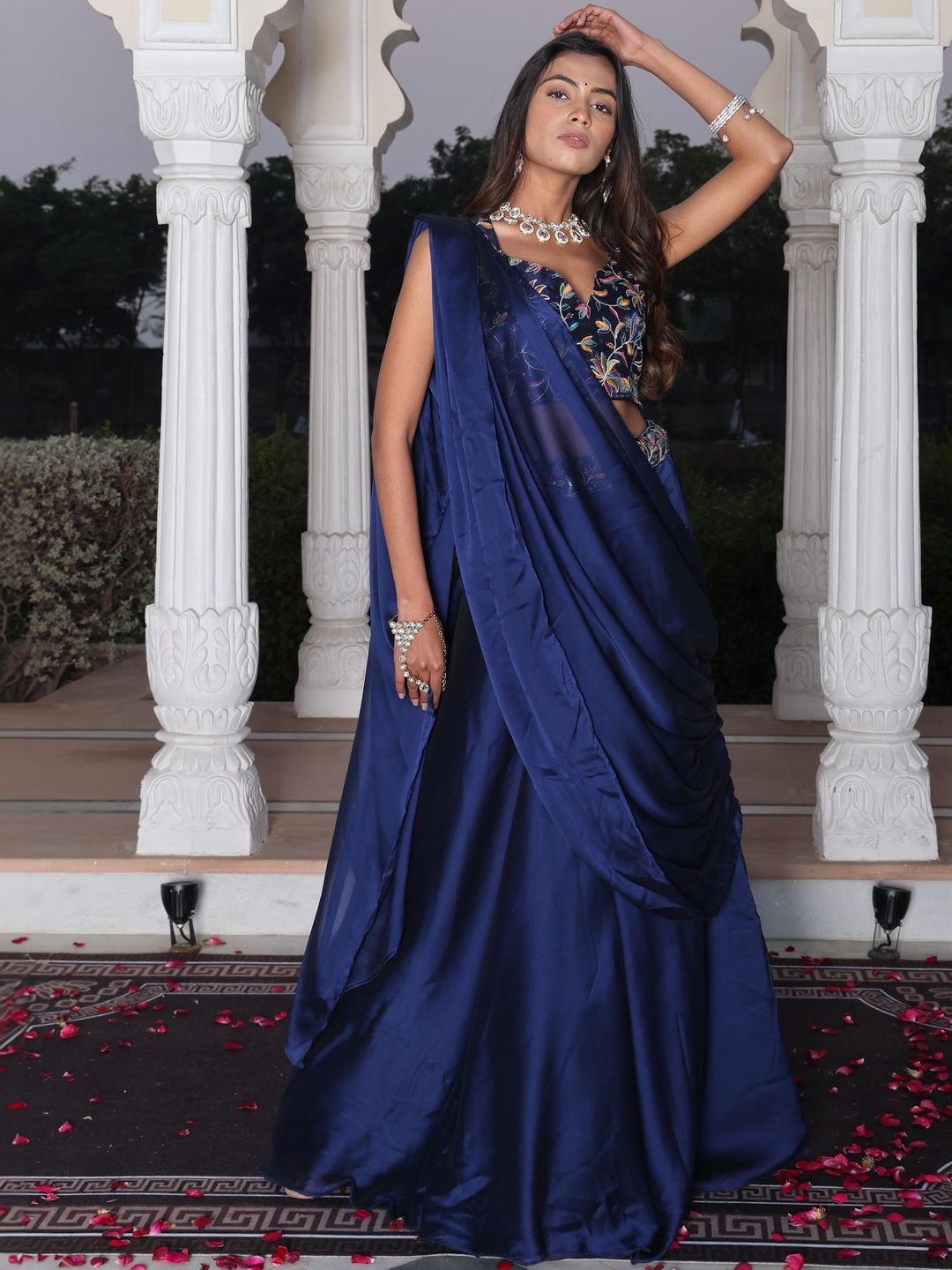 KALINI Embroidered Thread Work Ready to Wear Lehenga & Blouse With Dupatta-picture-32