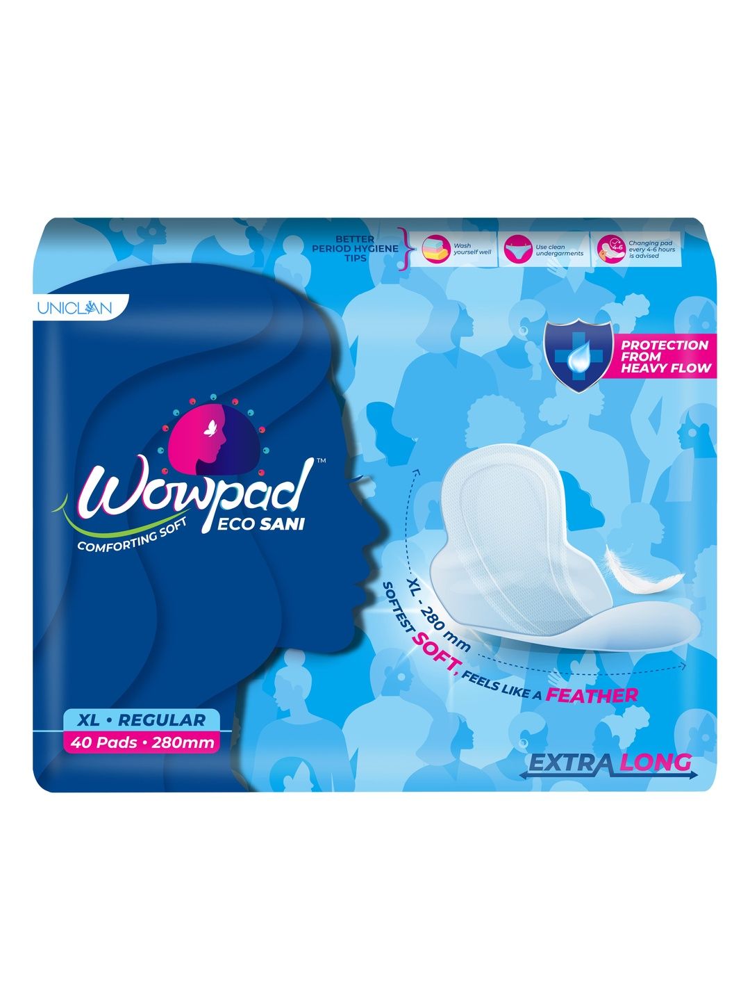 Wowpad Anti-Bacterial & Rash-Free Eco-Sani Sanitary Pads - XL - 40Pcs-image-12