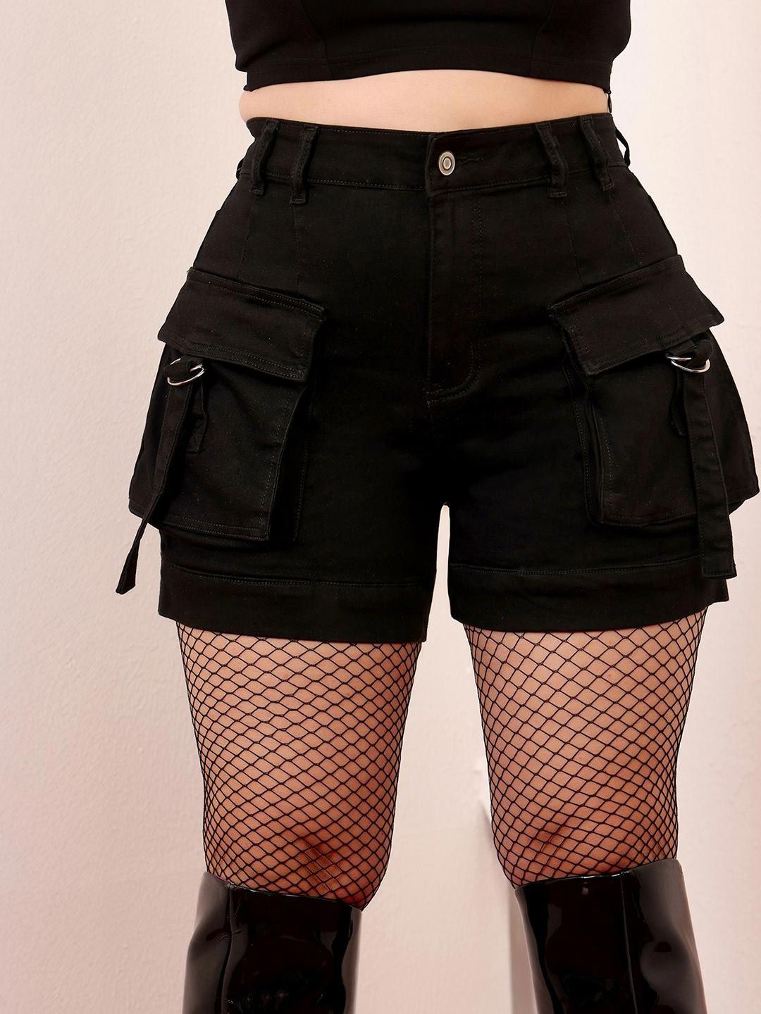 Miss Chase A+ High Rise Clean Look Stretchable Denim Shorts-picture-23