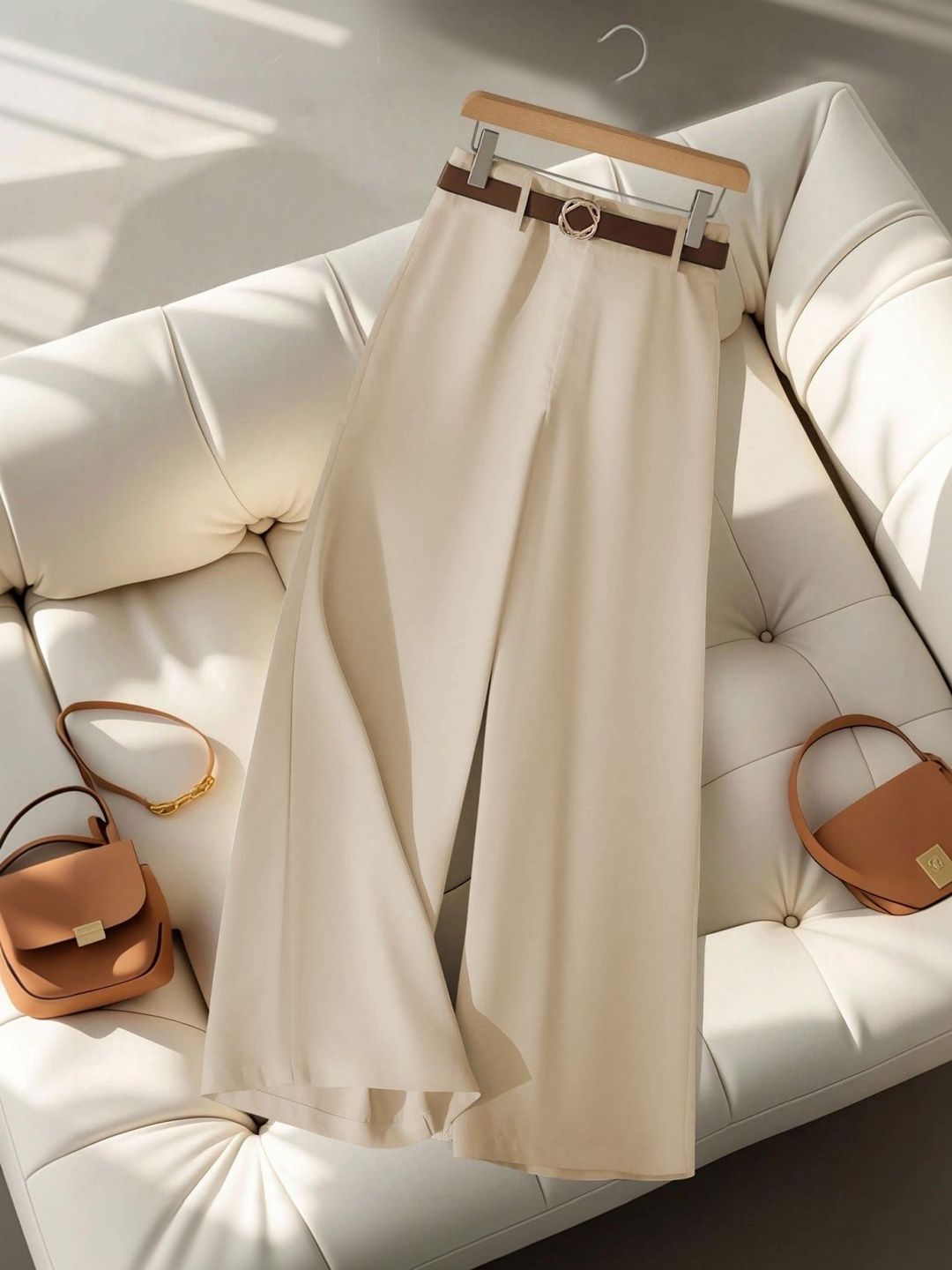 KERI PERRY Women Relaxed Straight Leg High-Rise Non Iron Trousers