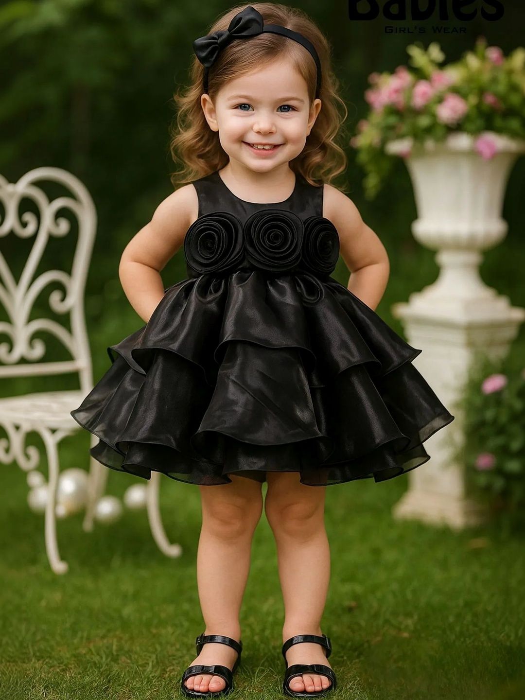 Lagorii Applique Satin Fit & Flare Dress-picture-15