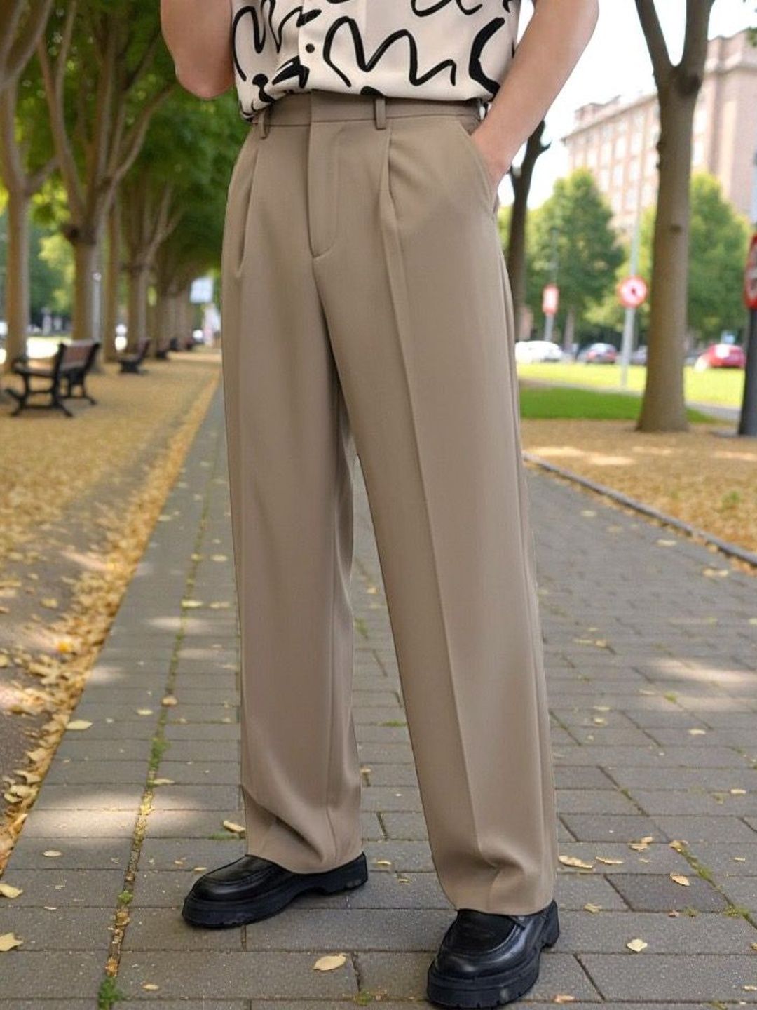 Next One Men Smart Loose Fit Easy Wash Pleated Trousers-picture-26