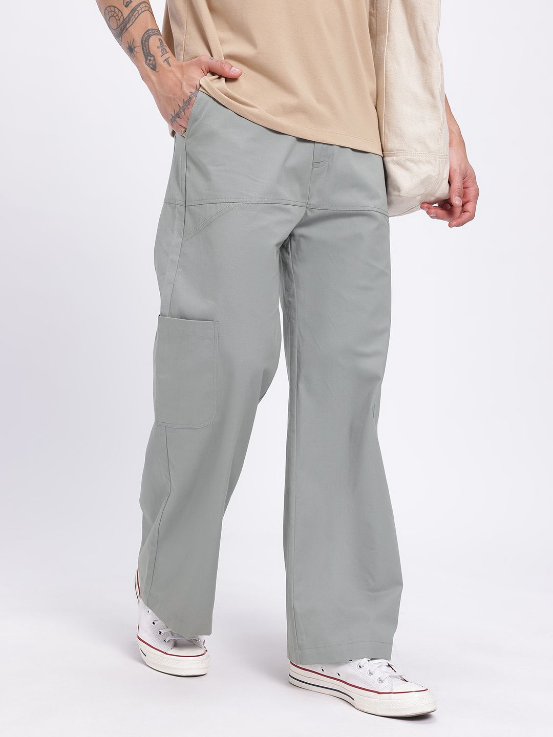 glitchez Men Wide Leg Cargo Style Trousers-picture-23