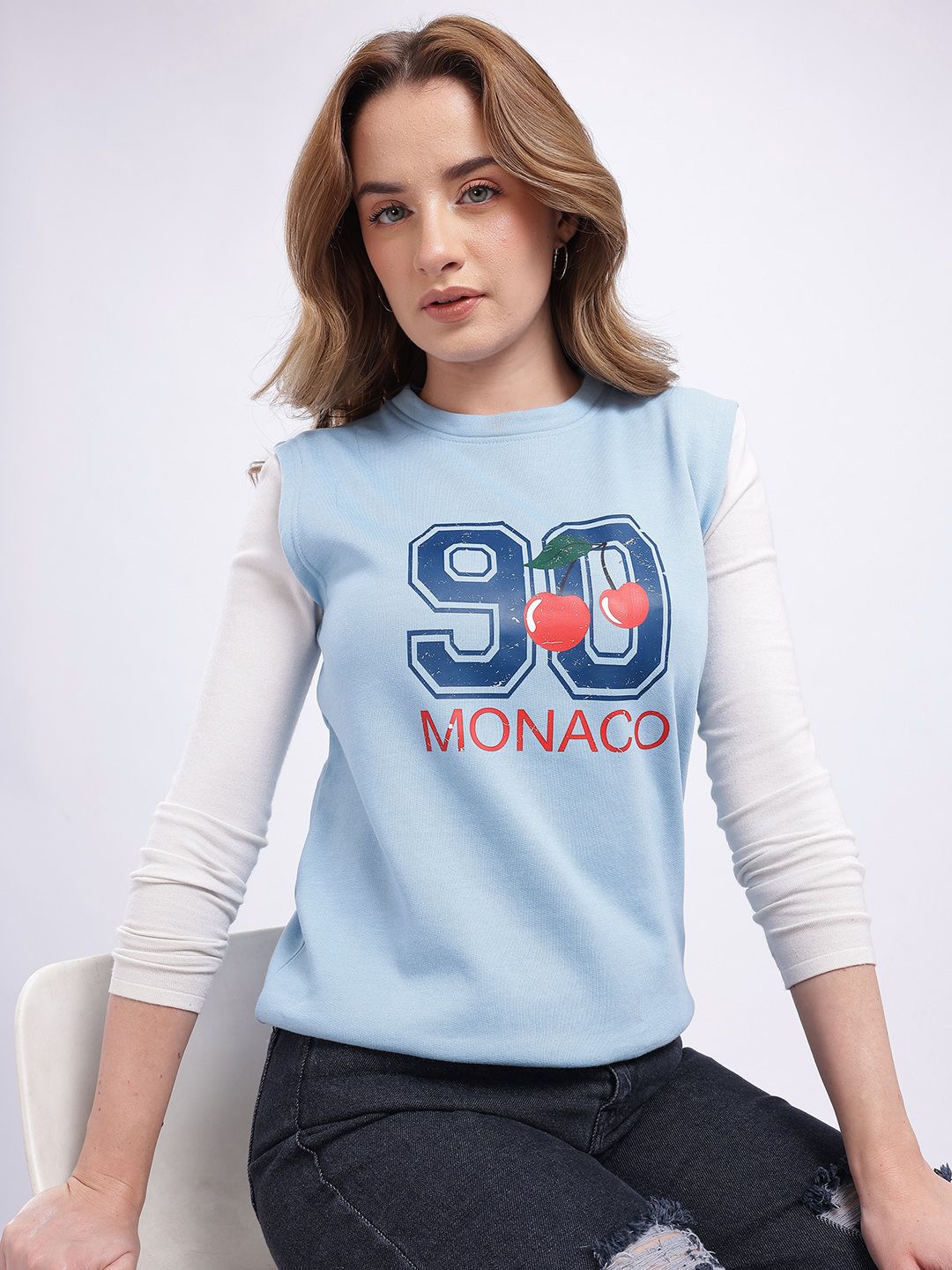 glitchez Printed Contrast Sleeves Sweatshirt-picture-54
