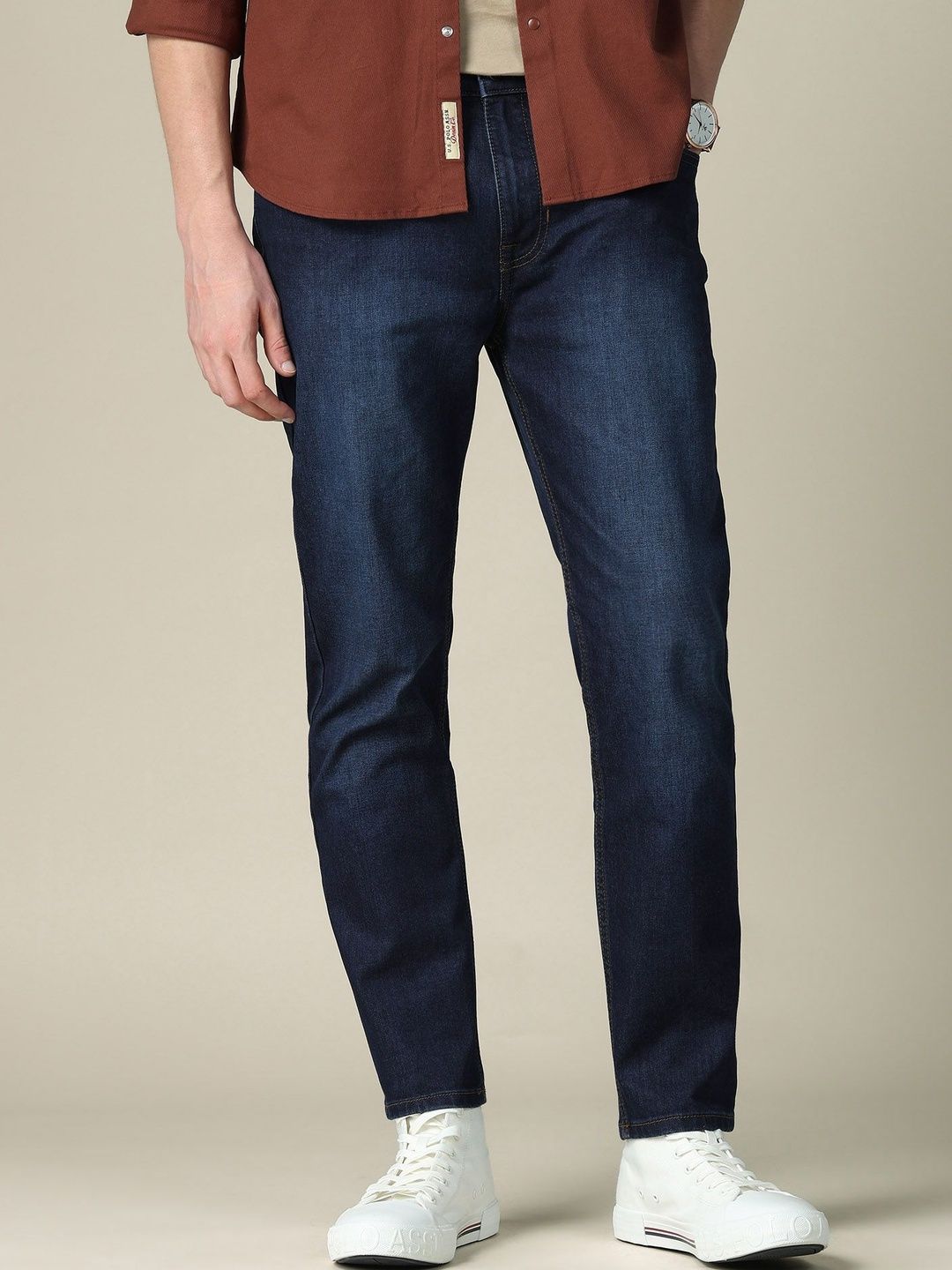 U.S. Polo Assn. Denim Co. Men Regular Fit Mid-Rise Light Fade Stretchable Jeans