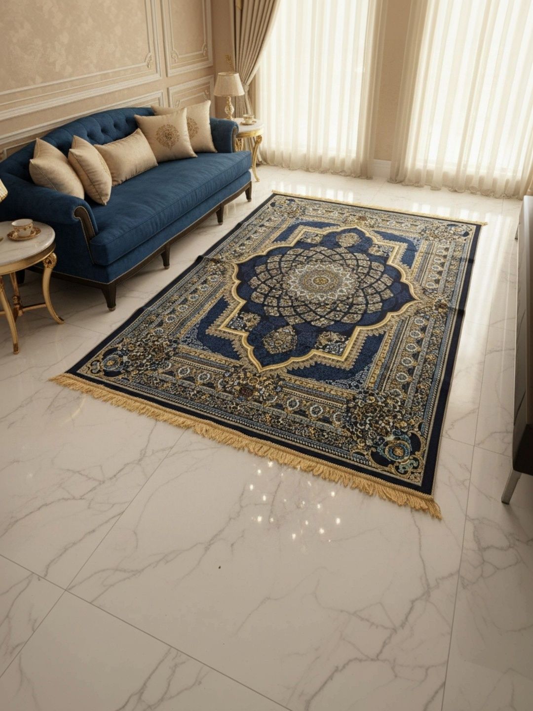 RADECOR Multicoloured Ethnic Motifs Anti-Skid Polyester Carpet-picture-29