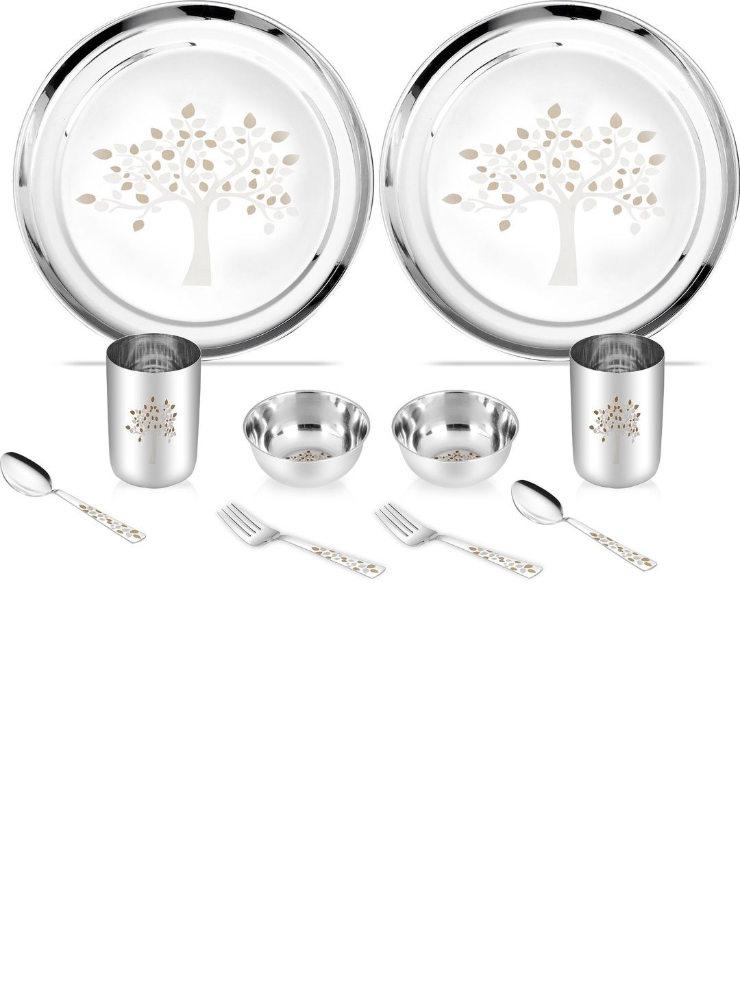 Classic Essentials Silver-Toned Set Of 10 Stainless Steel Easy to Clean Dinner Set-image-6