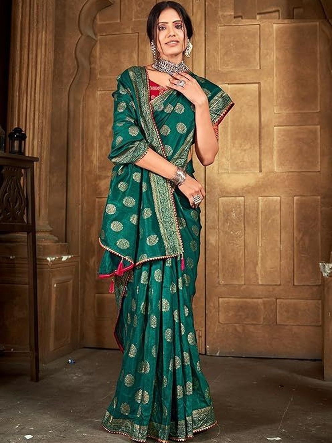 THE FASHION ATTIRE Woven Design Zari Silk Blend Designer Mysore Silk Saree-picture-35