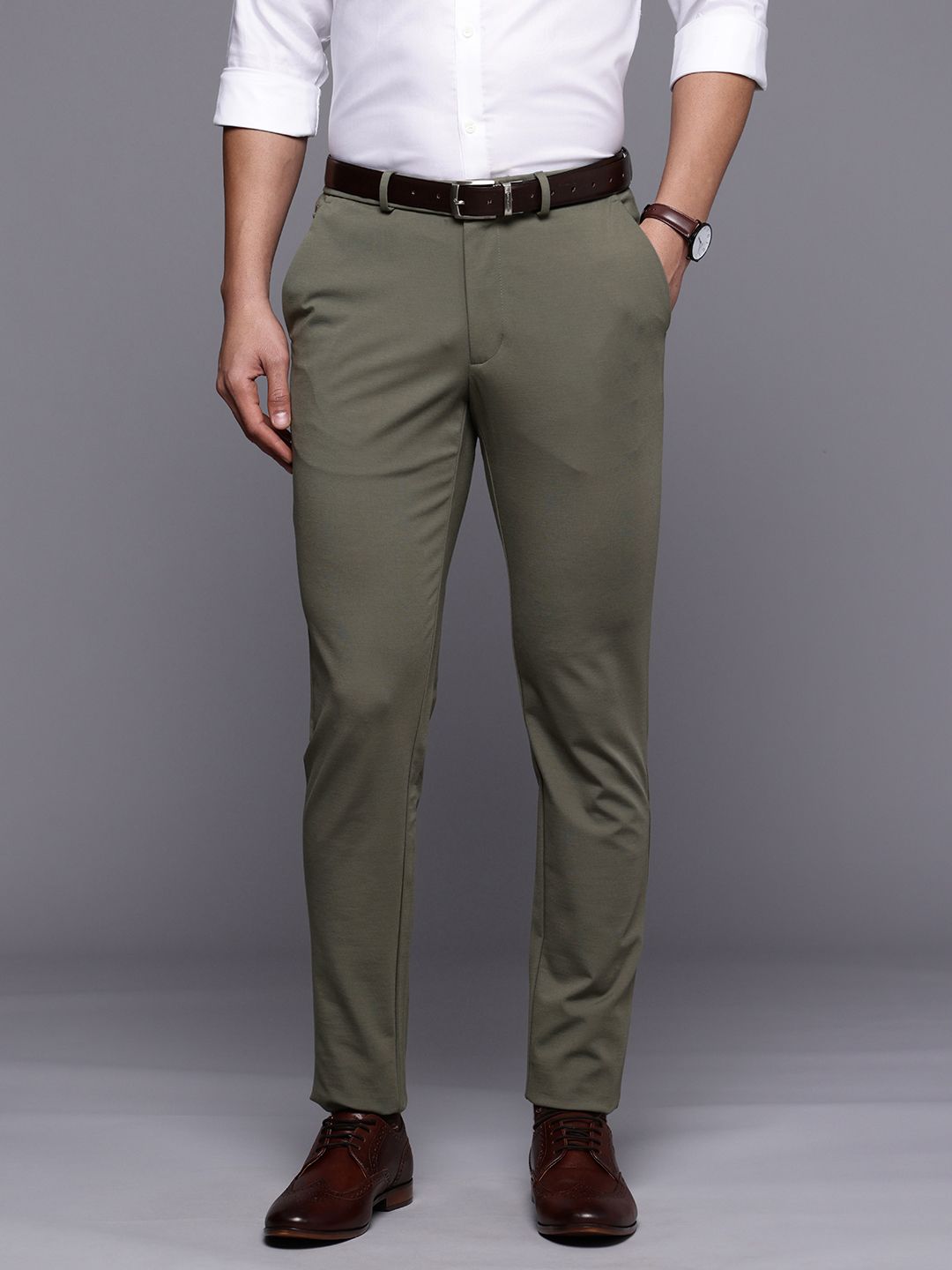 Louis Philippe Men Slim Tapered Fit Formal Trousers-picture-28