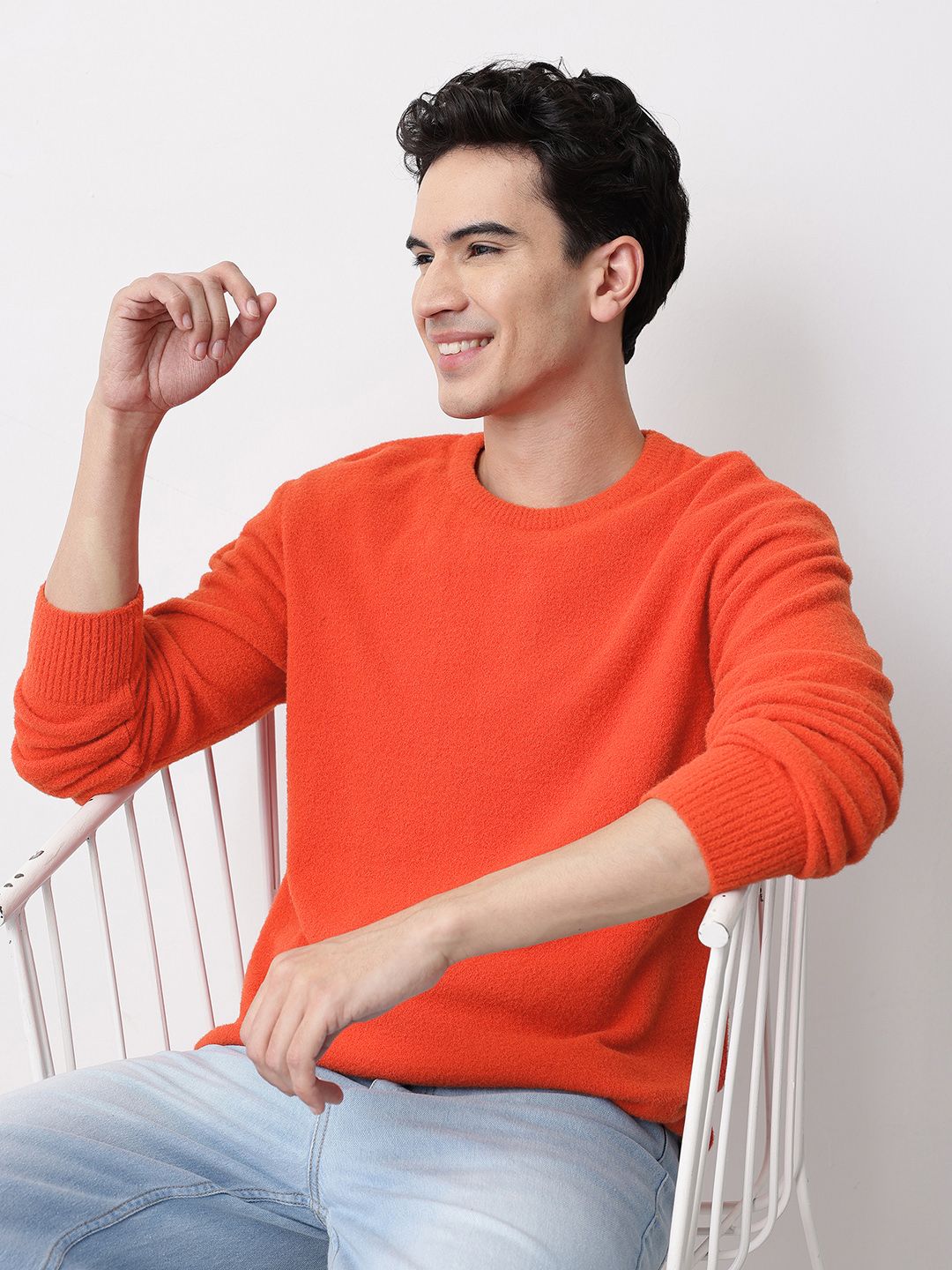 Mast & Harbour Round Neck Pullover with Fuzzy Detail-picture-42