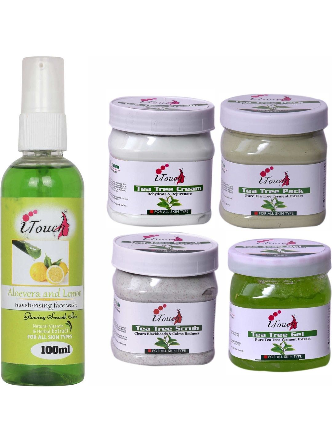 I TOUCH HERBAL Set Of 2 Tea Tree Facial Kit 500 ml Each With Face Wash 100 ml-image-27