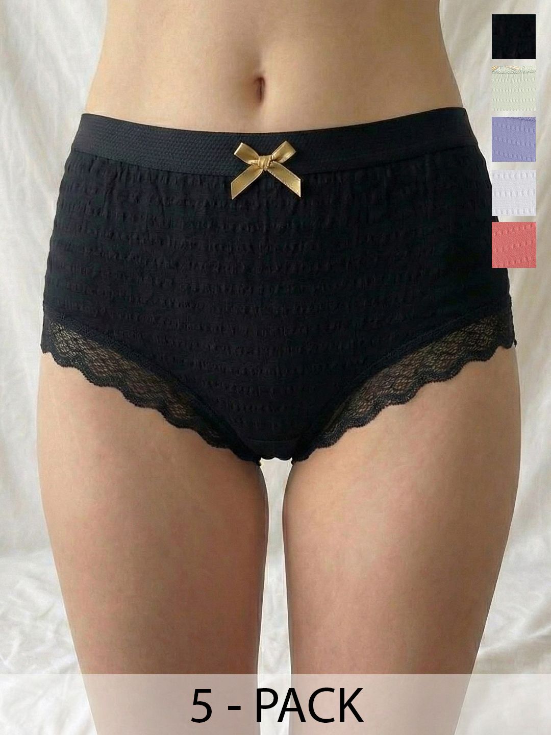 Moda Rapido Pack Of 5 Cotton Seamless Mid-Rise Basic Briefs-image-43
