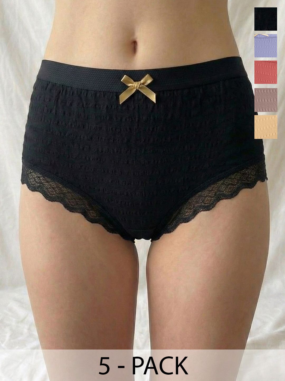 Moda Rapido Pack Of 5 Cotton Seamless Mid-Rise Basic Briefs-picture-31