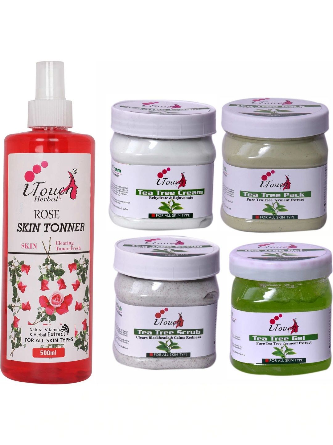 I TOUCH HERBAL Set Of 5 Tea Tree Facial Kit With Rose Toner 500 ml Each-image-21