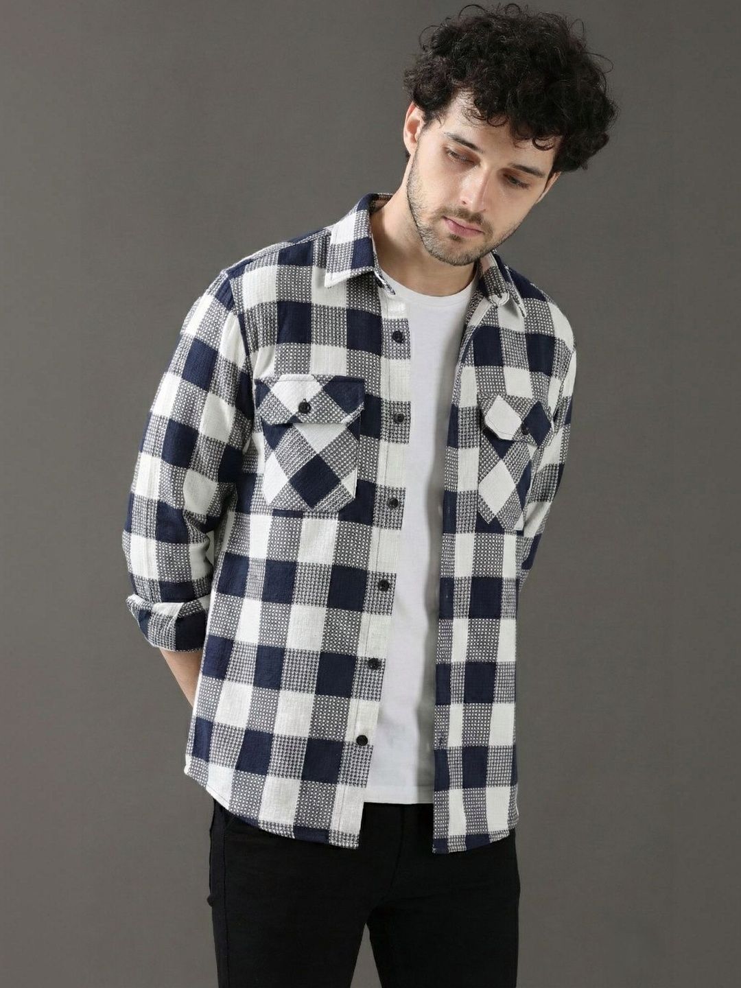 COMBRAIDED Men Checked Lightweight Woven Jacket-picture-20
