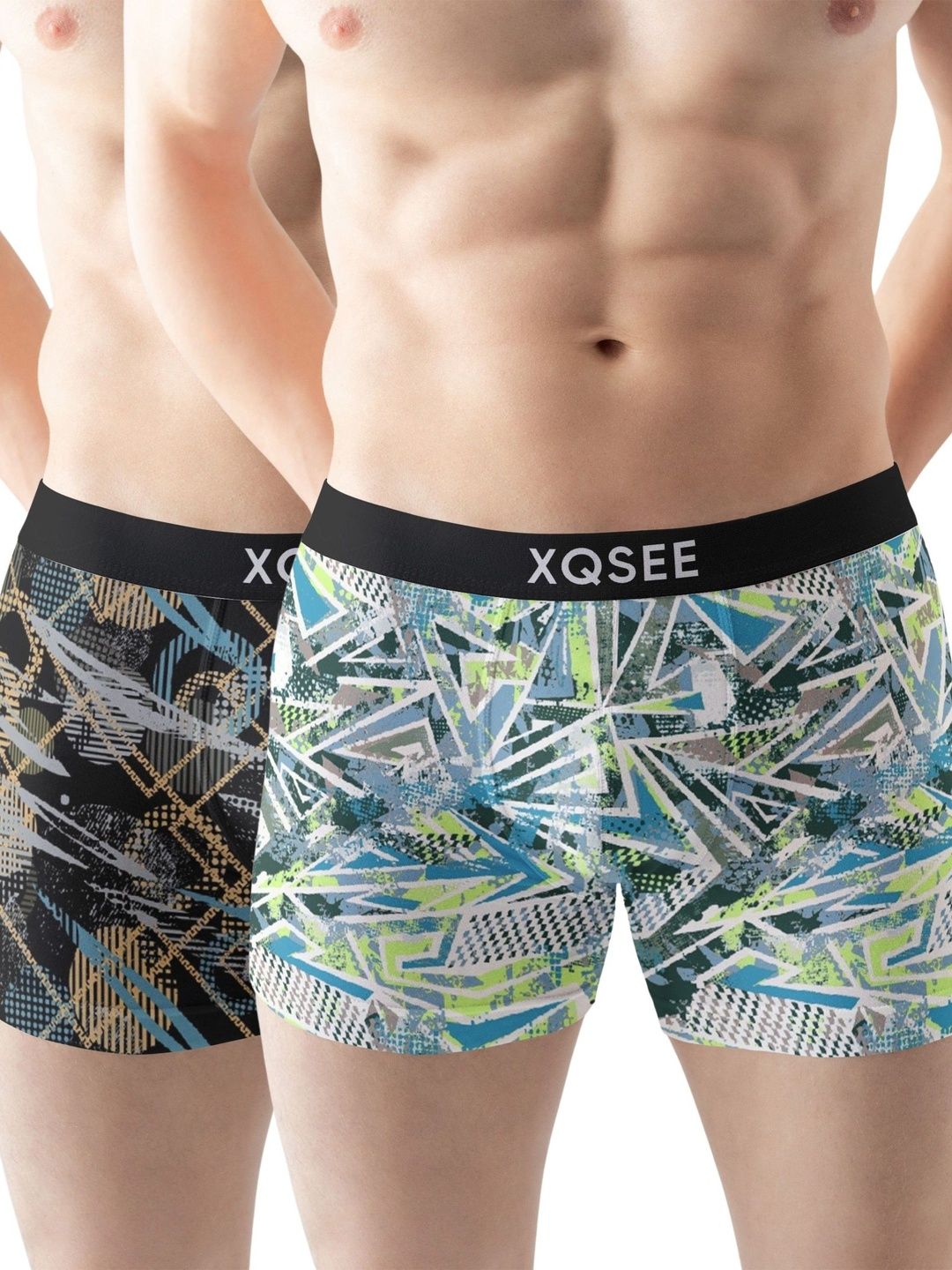 XQSEE Men Pack Of 2 Printed Mid -Rise Short Trunk