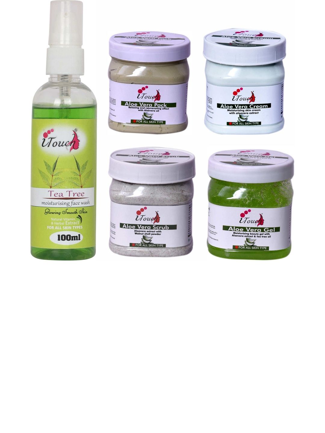 I TOUCH HERBAL Set Of 2 Aloe Vera Facial Kit 500 ml Each With Face Wash 100 ml-image-41