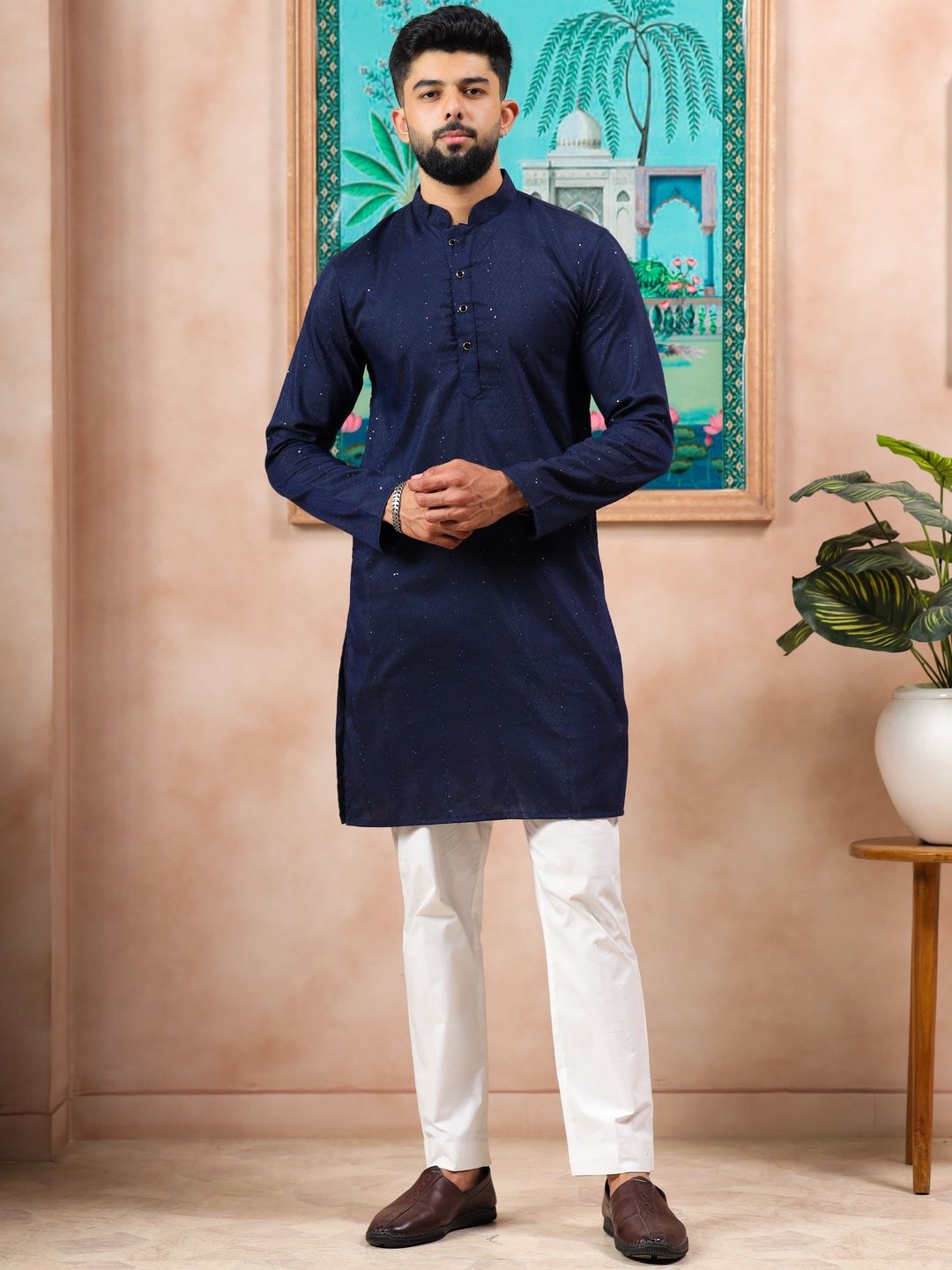 Koshin Men Embellished Sequinned Handloom Kurta-picture-52