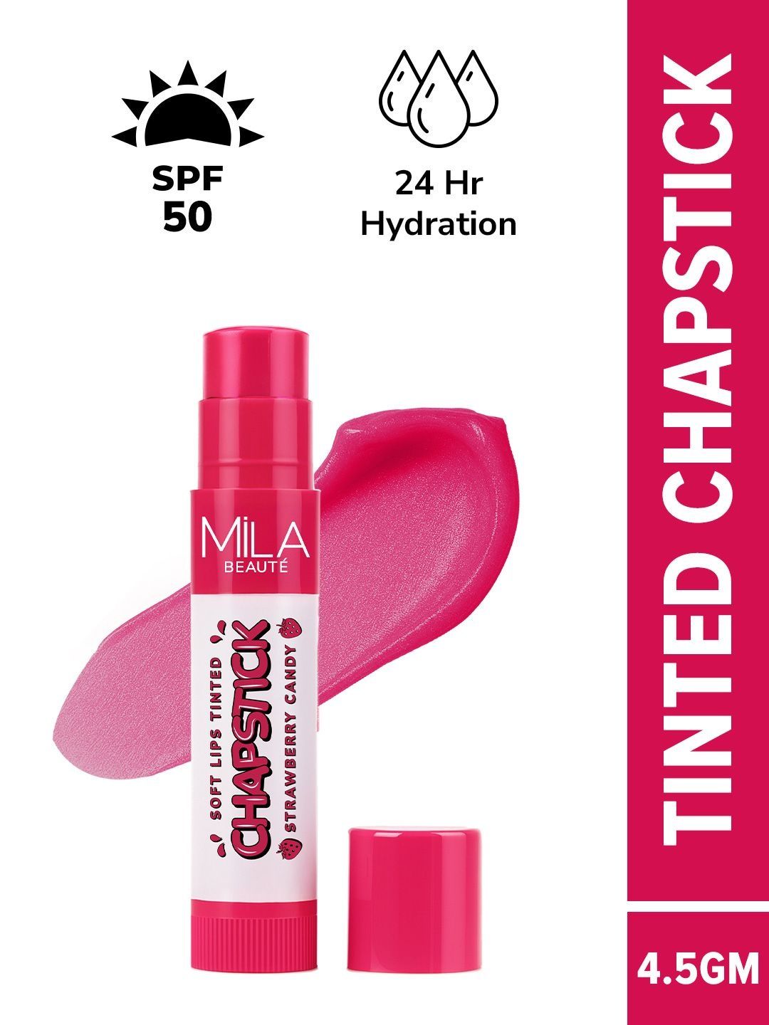MILA BEAUTE Soft Lips Tinted Chapstick With SPF 50+ - 4.5 g Strawberry Candy-image-43