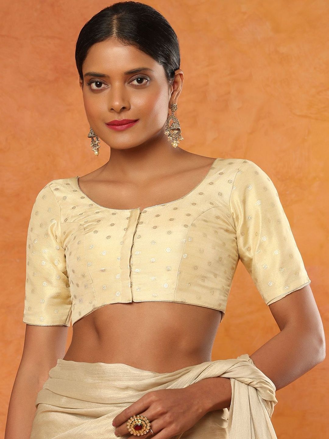 SALWAR STUDIO Woven Design Round Neck Saree Blouse-picture-43