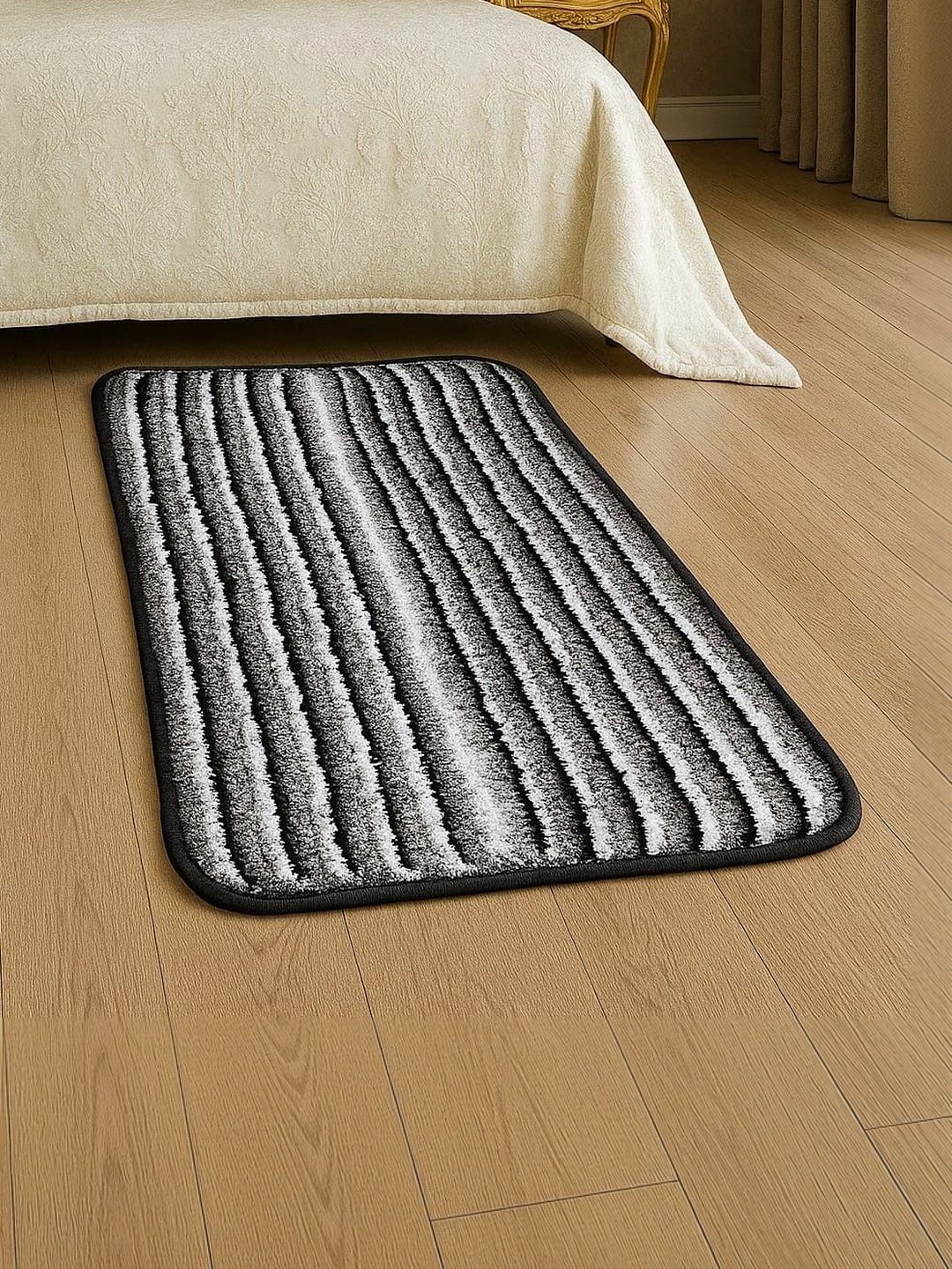 AaHo Decor Grey & Black Striped Anti-Skid Floor Mat-image-31