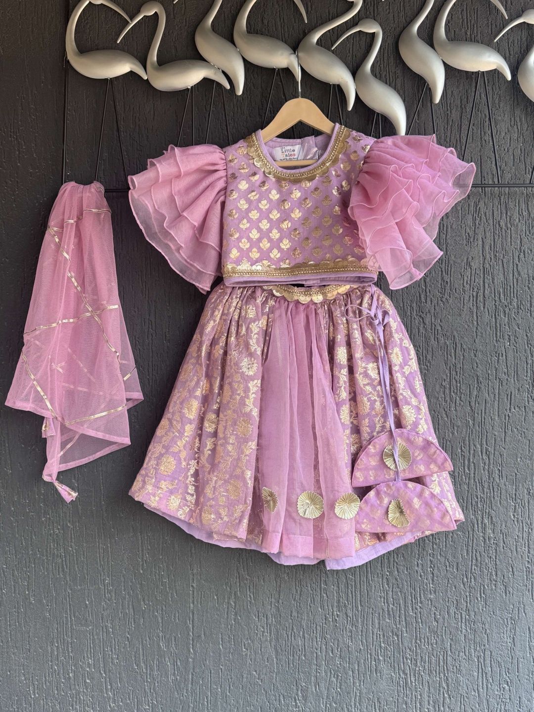 The Little Tales Girls Embellished Foil Print Ready to Wear Lehenga & Blouse With Dupatta-picture-58