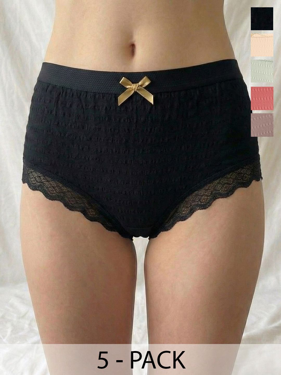 Moda Rapido Pack Of 5 Cotton Seamless Mid-Rise Basic Briefs-image-36