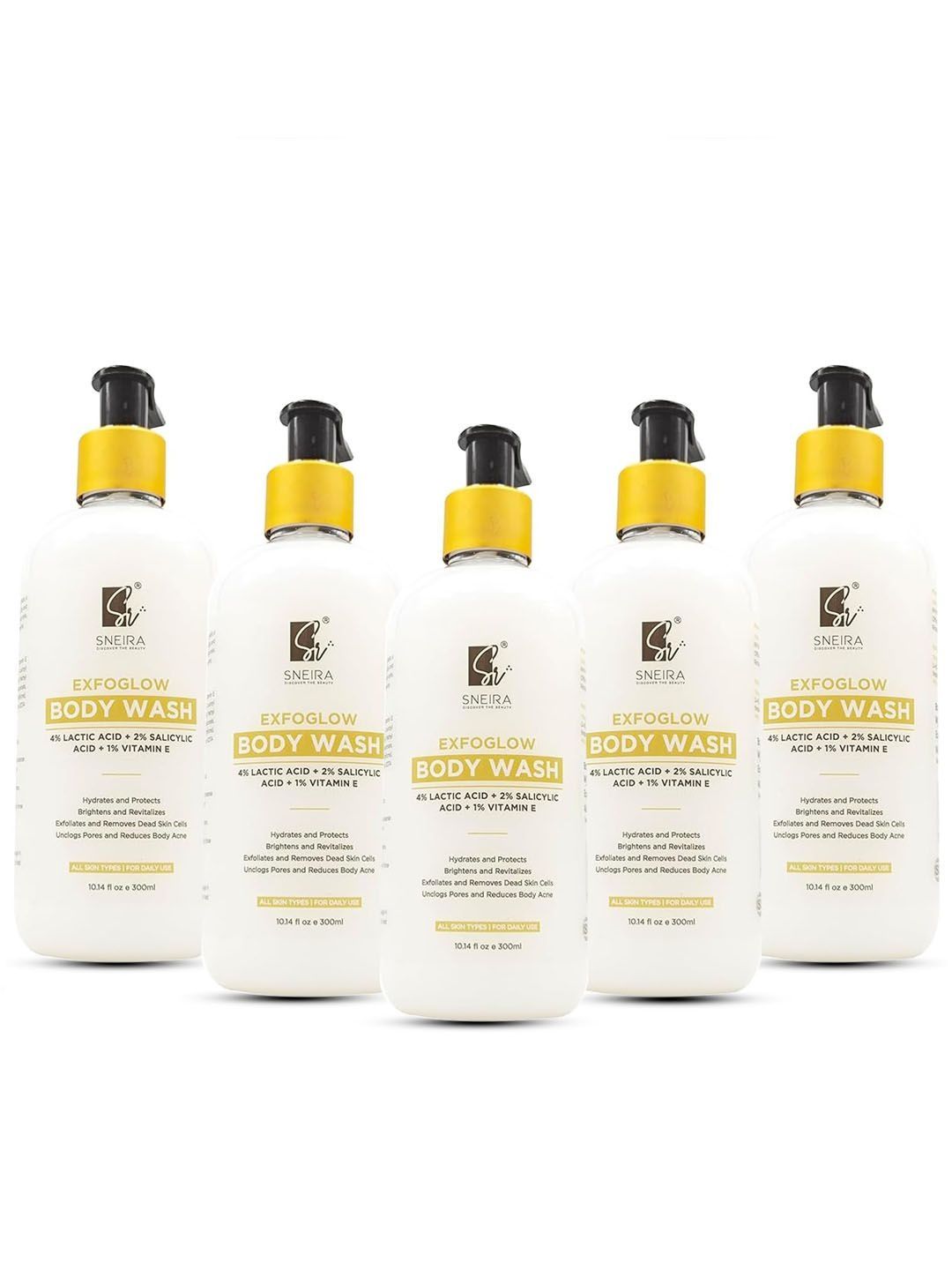 SNEIRA Set Of 5 Exfoglow Body Wash To Prevents Body & Acne Bumpy Skin - 300 ml Each-image-27