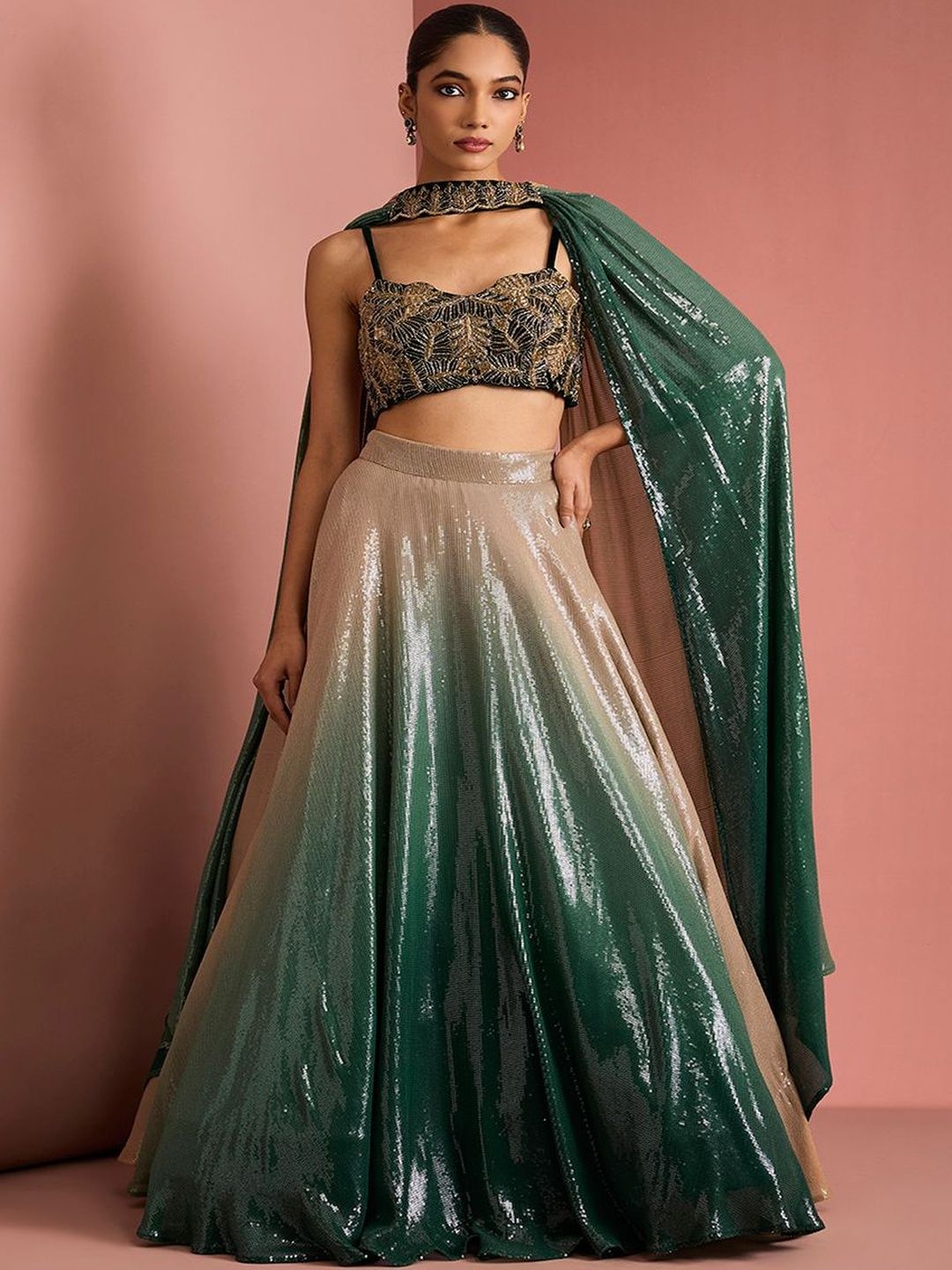 MILU MADAN Embroidered Sequinned Ready to Wear Lehenga & Blouse With Dupatta-image-10