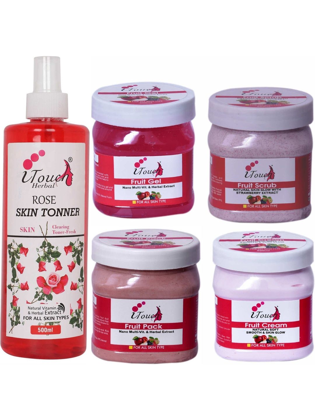 I TOUCH HERBAL Set Of 2 Fruit Facial Kit With Rose Toner 500 ml Each-image-10