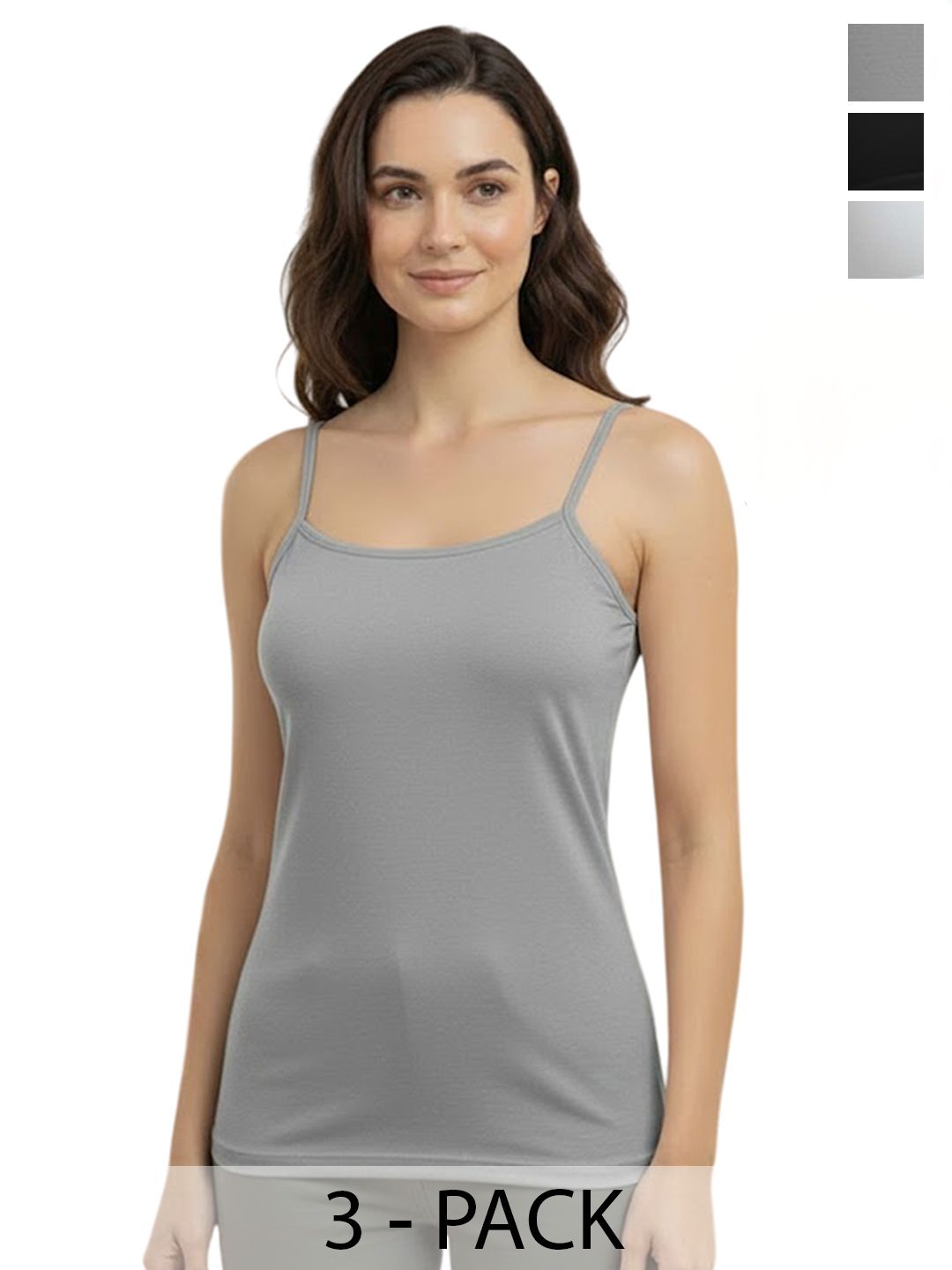 SHOPPY VILLA Pack Of 3 Seamless Camisole With Shelf Bra-image-25