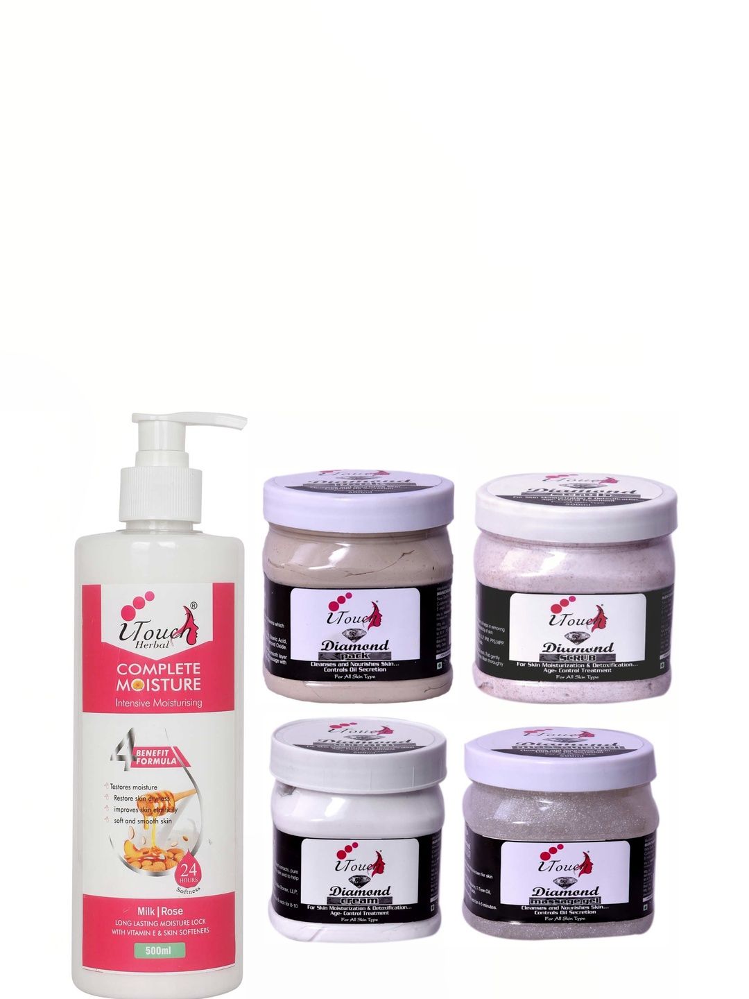I TOUCH HERBAL Diamond Face Kit With Complete Moisturizer - 500 ml Each-image-4