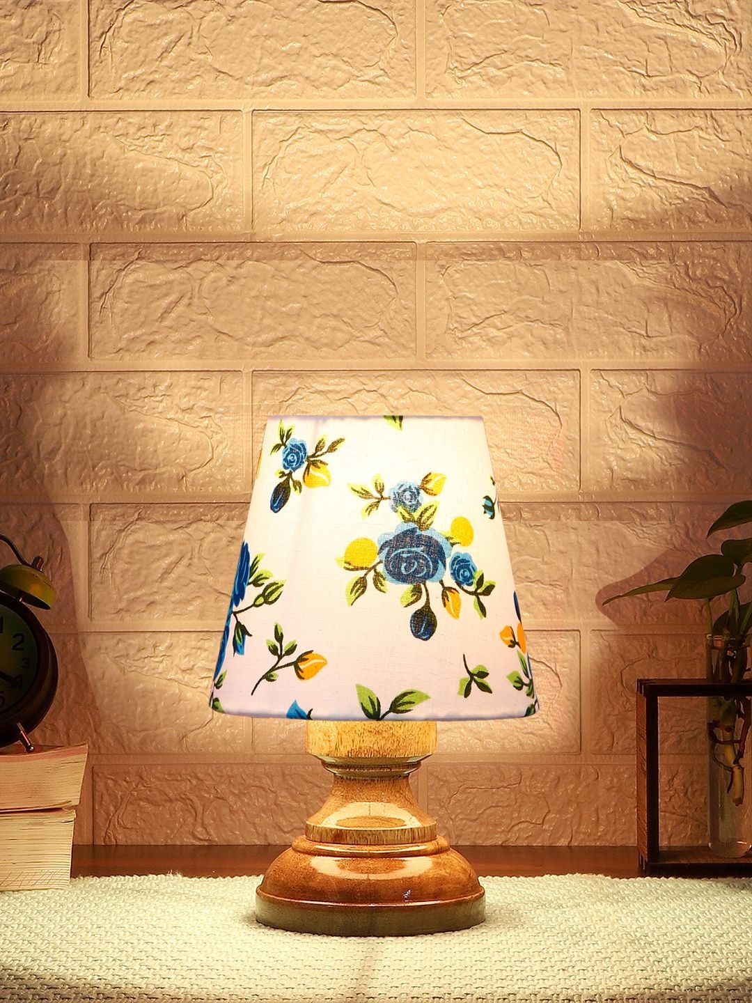 Aura Multicoloured Printed Wood Frusturical Shaped Table Lamp-picture-45
