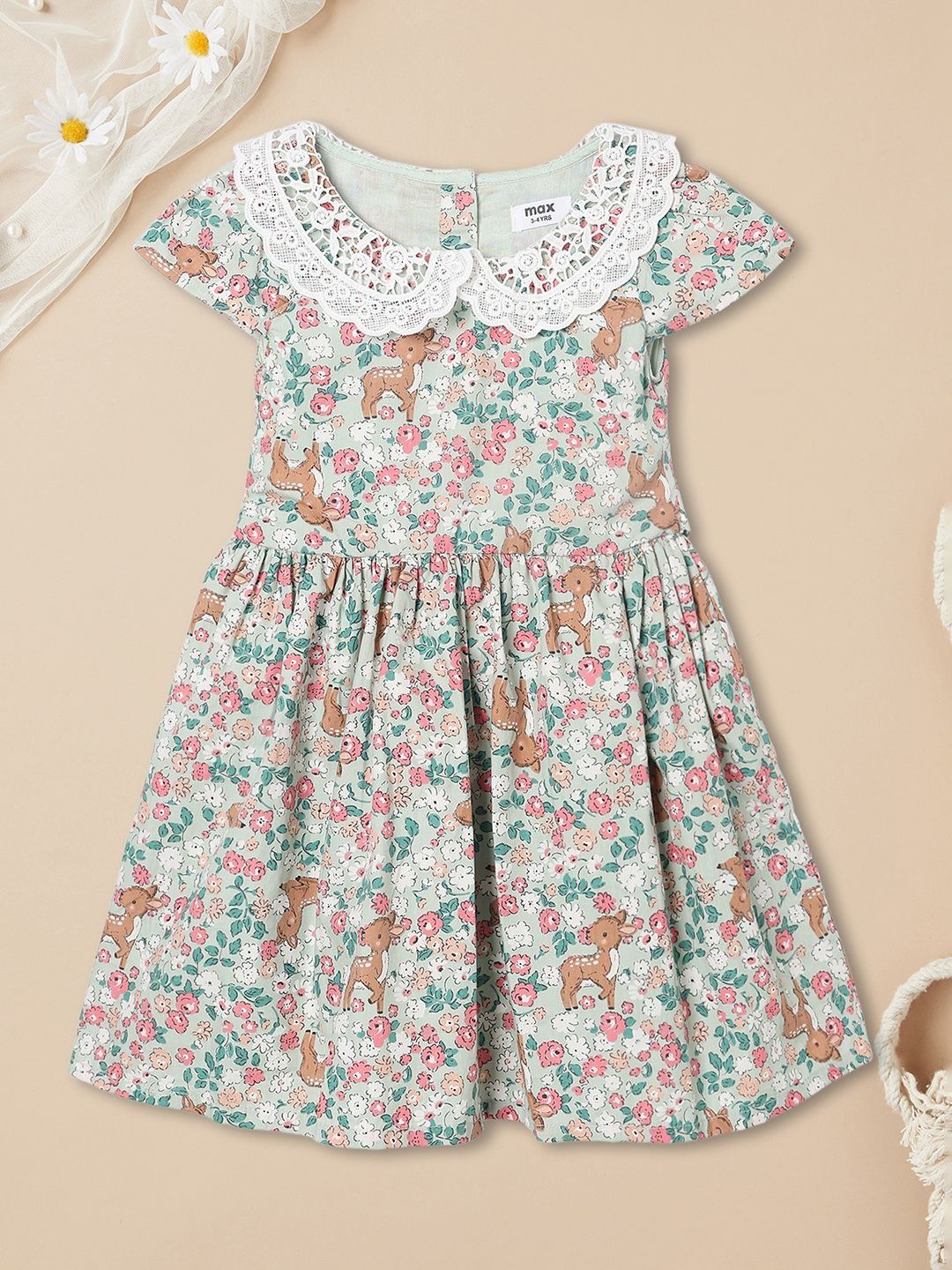 max Floral Print Peter Pan Collar Fit & Flare Dress