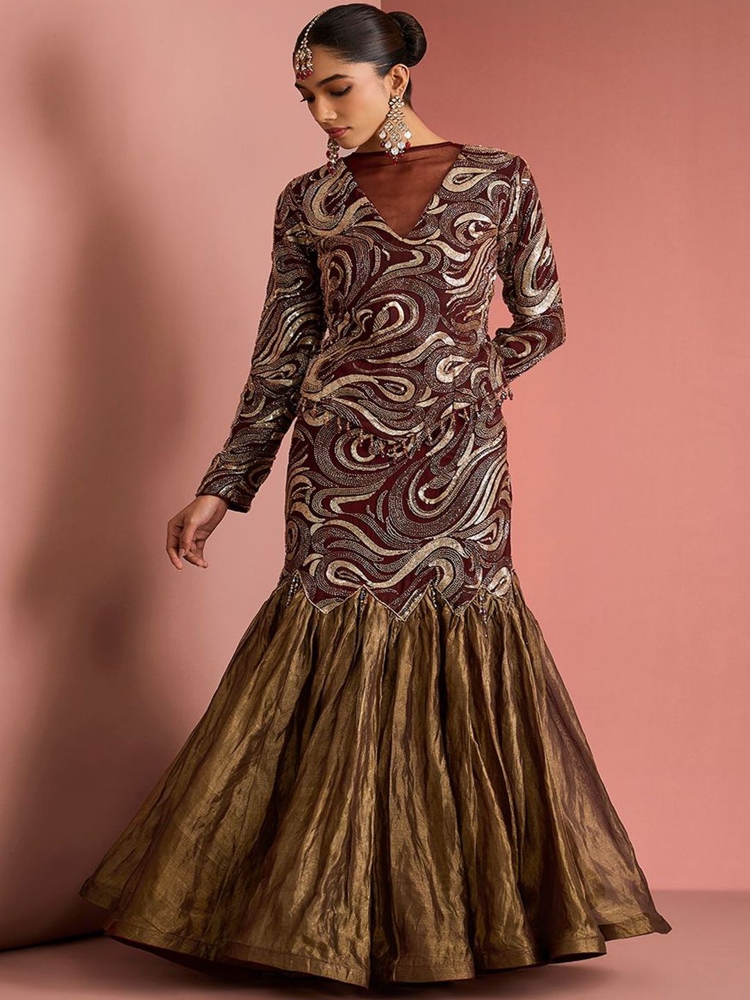 MILU MADAN Embellished Sequinned Ready to Wear Lehenga &-image-29