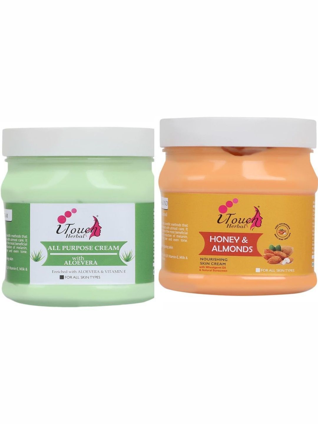I TOUCH HERBAL Set Of 2 All Purpose & Honey & Almond Cream - 500 ml Each-image-30