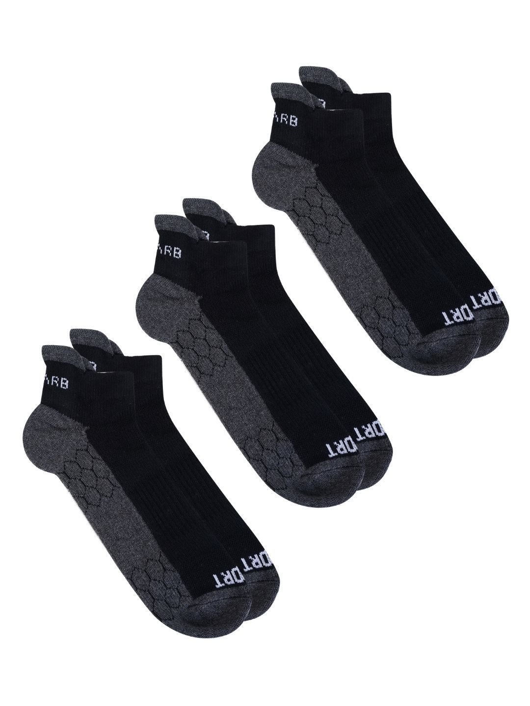 AIR GARB Pack of 3 Men Colourblocked Cotton Breathable Ankle Length Socks-picture-33