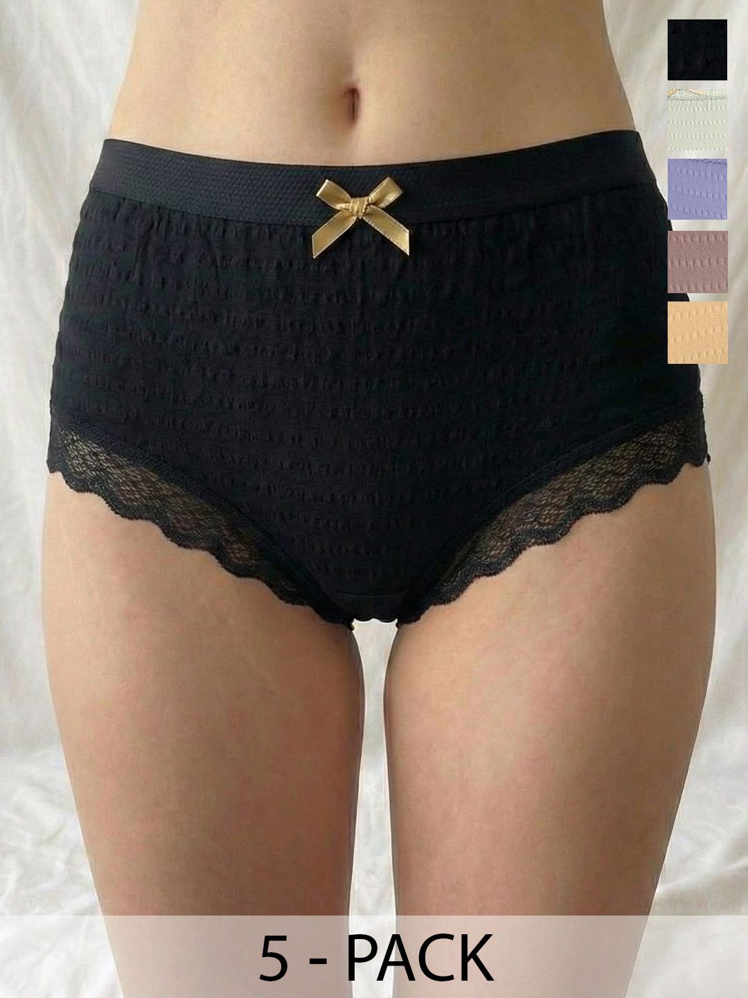 Moda Rapido Pack Of 5 Cotton Seamless Mid-Rise Basic Briefs-image-41