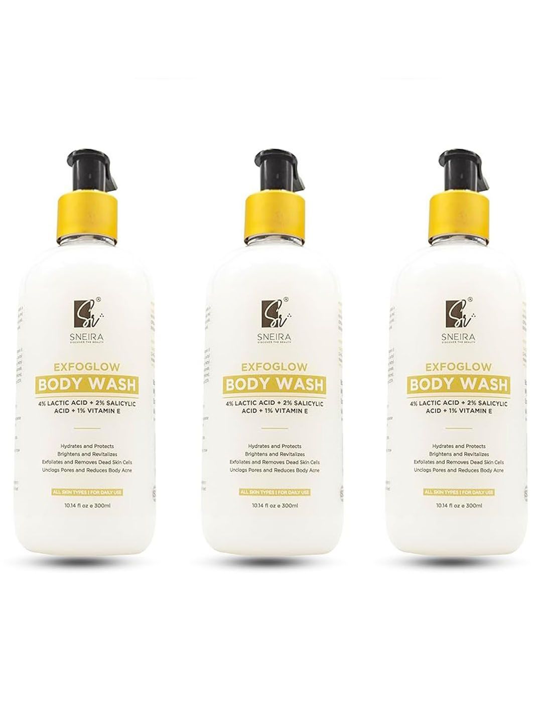 SNEIRA Set Of 3 Exfoglow Body Wash To Prevents Body & Acne Bumpy Skin - 300 ml Each-image-23