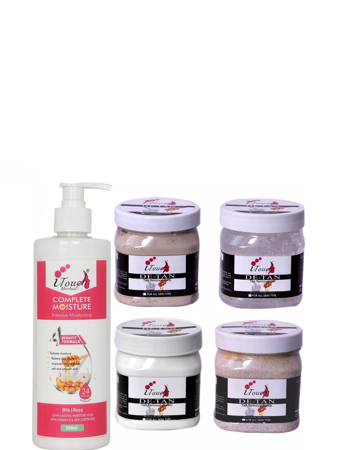 I TOUCH HERBAL Set Of 5 De-Tan & Milk Skin Care Combo-image-34