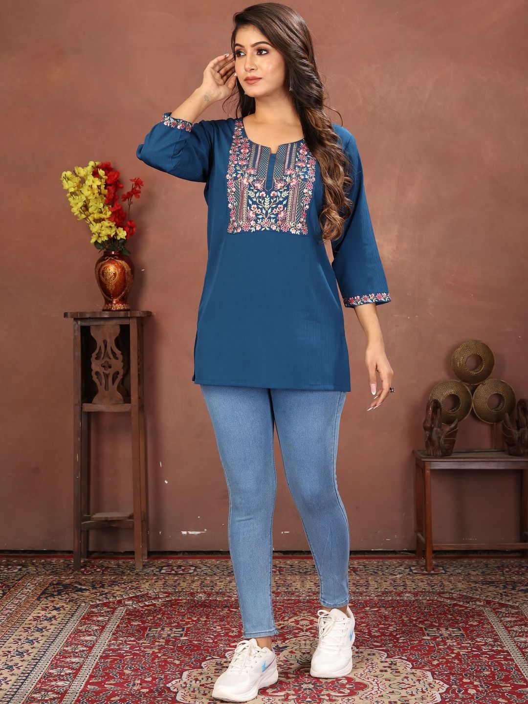Moda Rapido Floral Embroidered Ethnic Top-picture-13